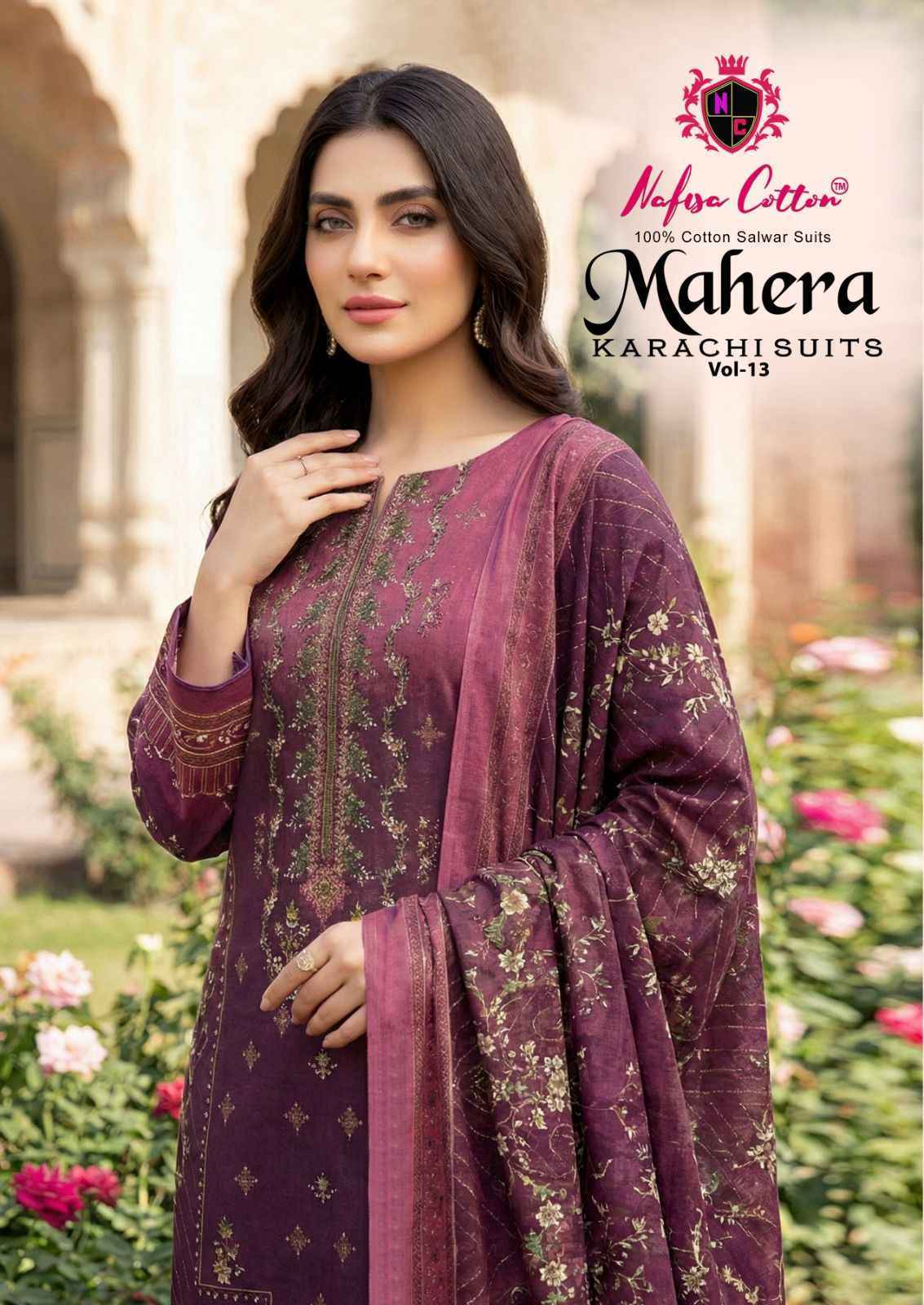Nafisa Cotton Mahera Karachi Suits Vol-13 Cotton Dress Material (6 pcs Catalogue)