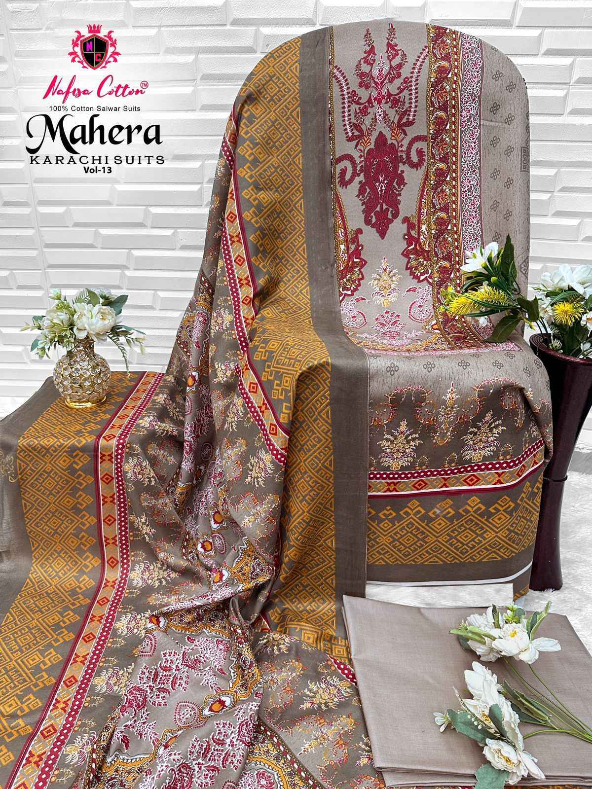 Nafisa Cotton Mahera Karachi Suits Vol-13 Cotton Dress Material (6 pcs Catalogue)