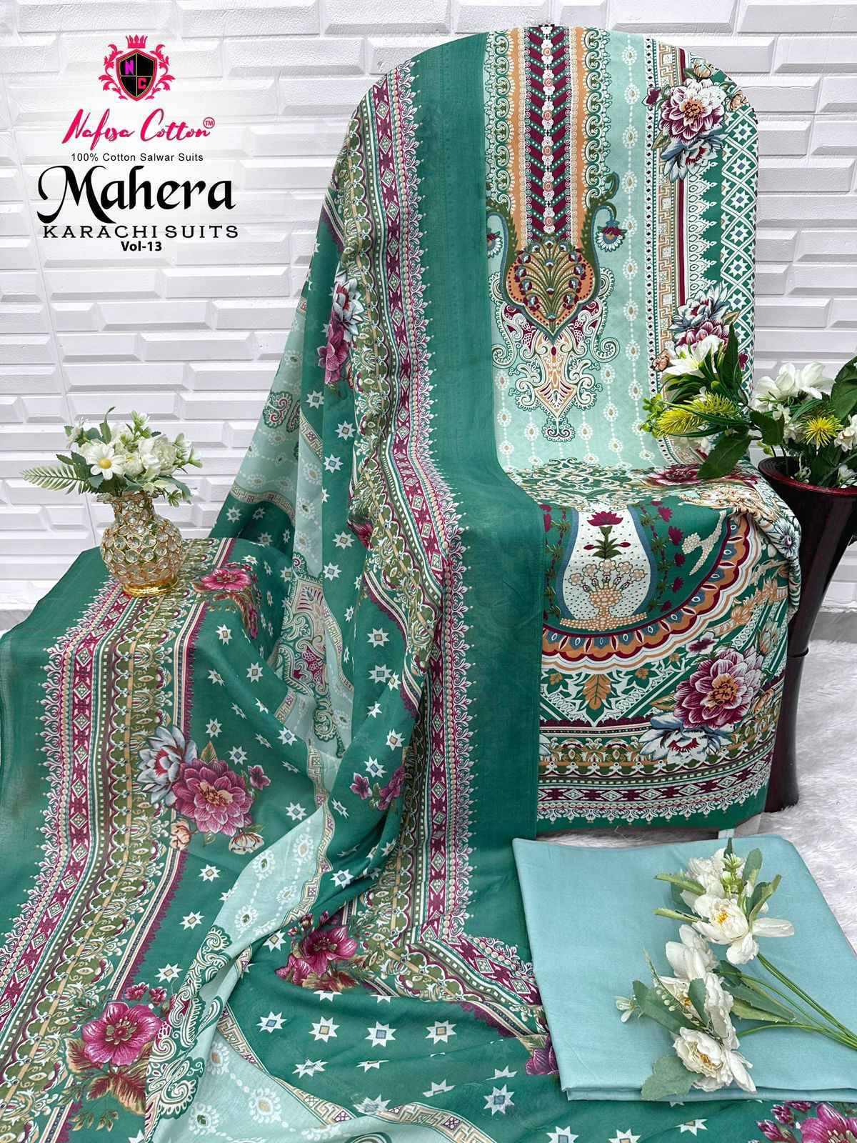 Nafisa Cotton Mahera Karachi Suits Vol-13 Cotton Dress Material (6 pcs Catalogue)