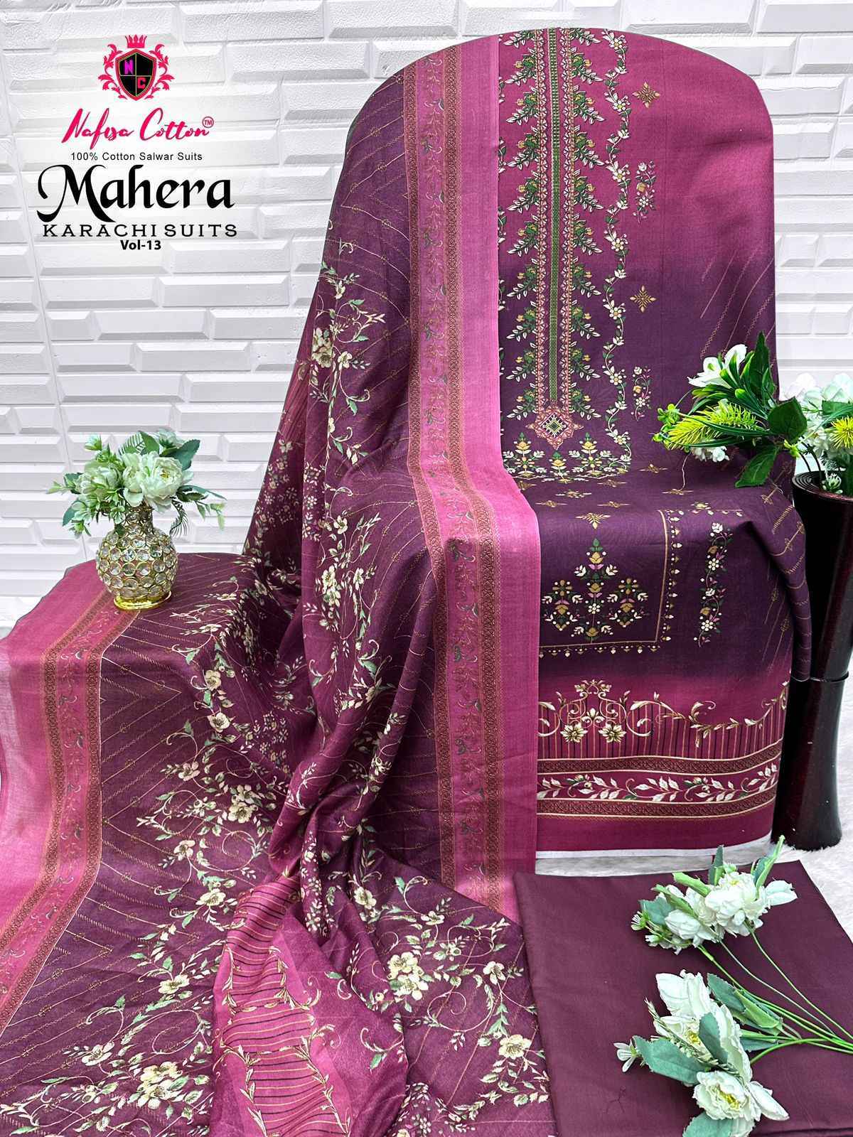 Nafisa Cotton Mahera Karachi Suits Vol-13 Cotton Dress Material (6 pcs Catalogue)