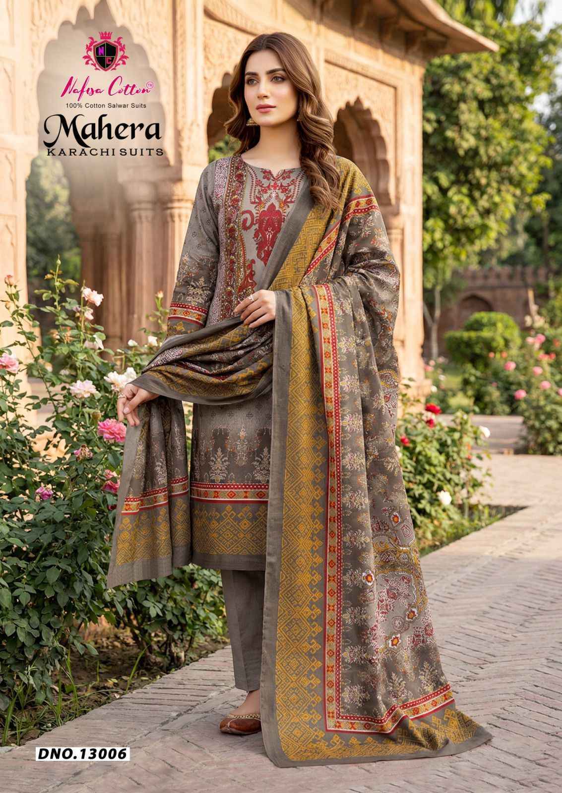 Nafisa Cotton Mahera Karachi Suits Vol-13 Cotton Dress Material (6 pcs Catalogue)