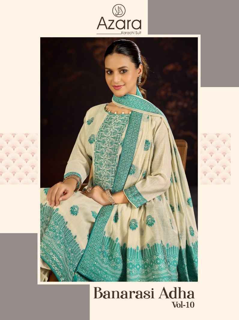 Radhika Fashion Azara Banarashi Adah Vol-10 Cotton Dress Material (4 pcs Catalogue)