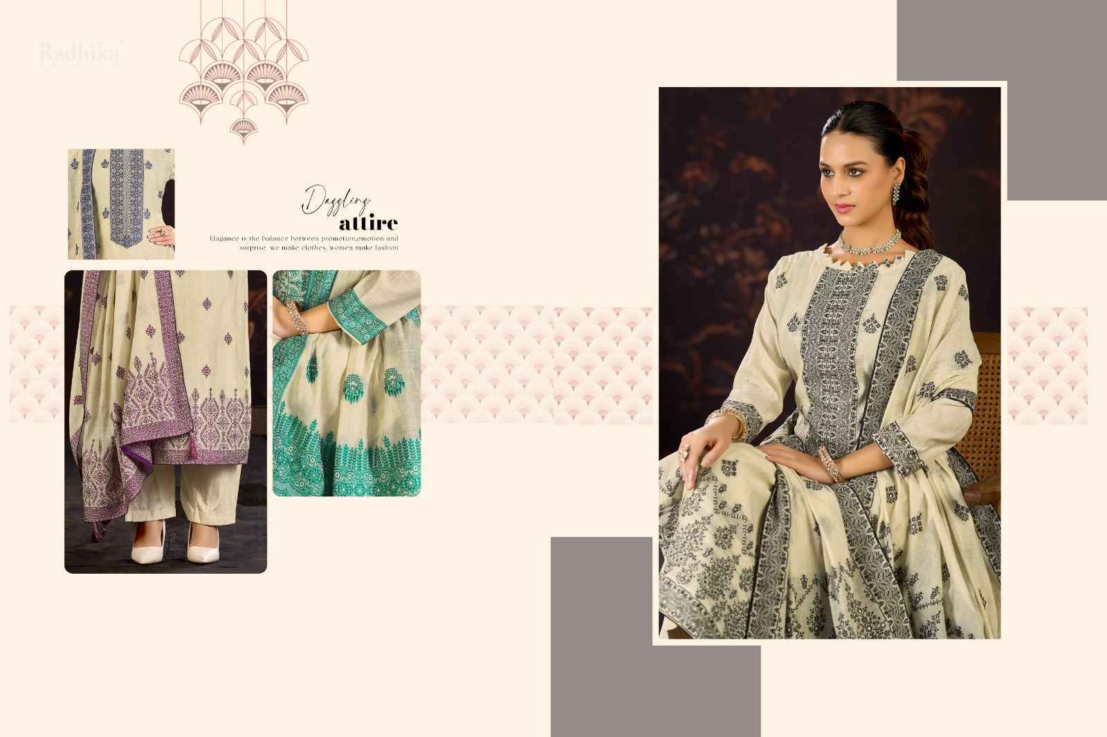 Radhika Fashion Azara Banarashi Adah Vol-10 Cotton Dress Material (4 pcs Catalogue)