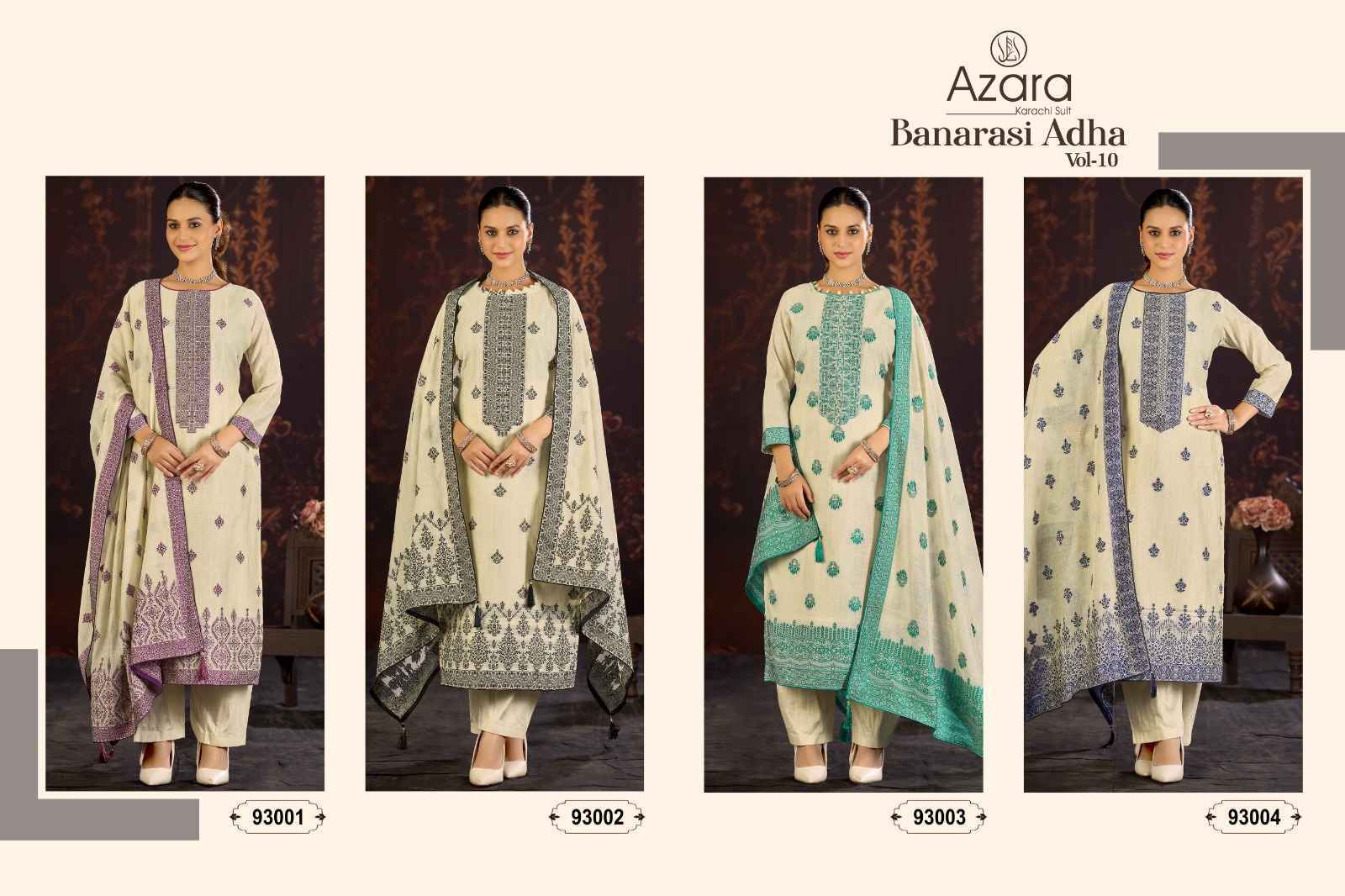 Radhika Fashion Azara Banarashi Adah Vol-10 Cotton Dress Material (4 pcs Catalogue)