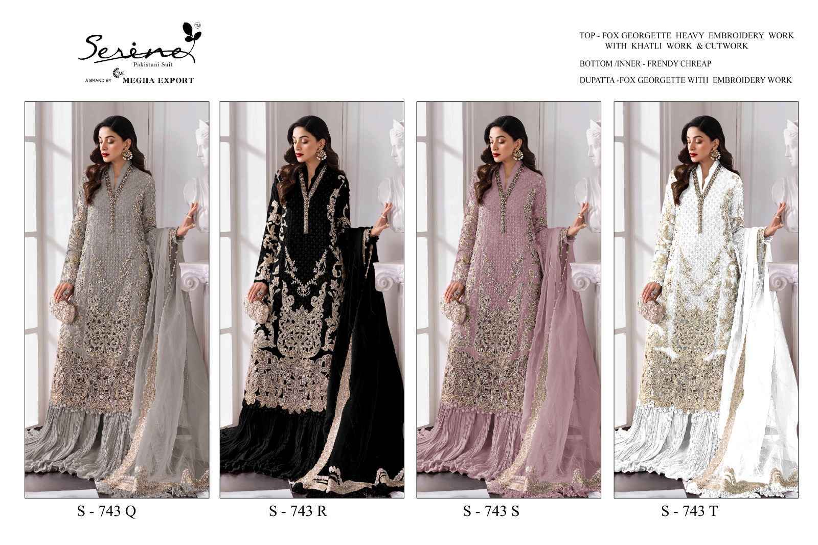 Serine D No S-743 Fox Georgette Dress Material (4 pcs Catalogue)