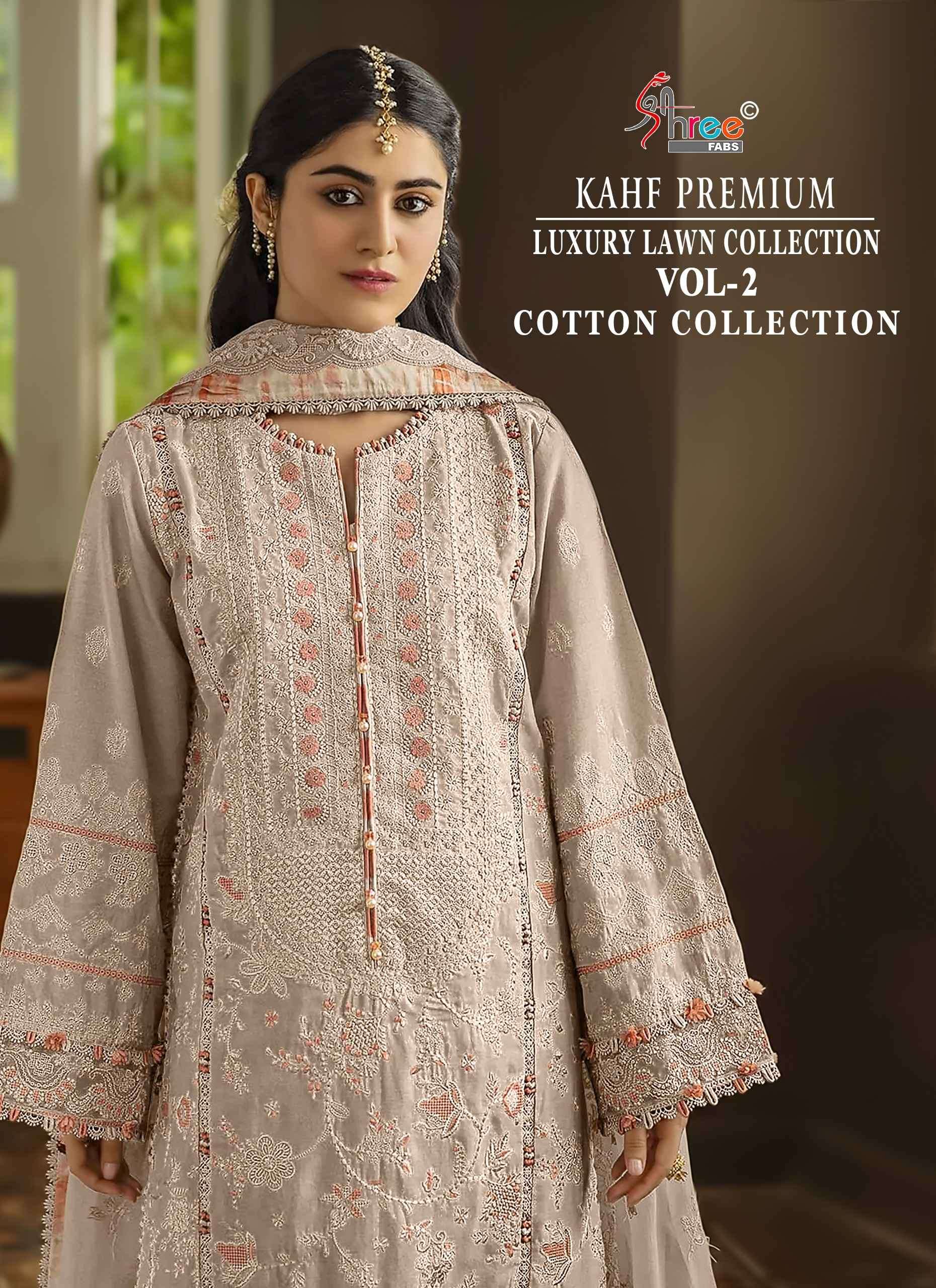 Shree Fabs Kahf Premium Luxury Lawn Collection Vol-2 Cotton Collection Cotton Dress Material (5 pcs Catalogue)