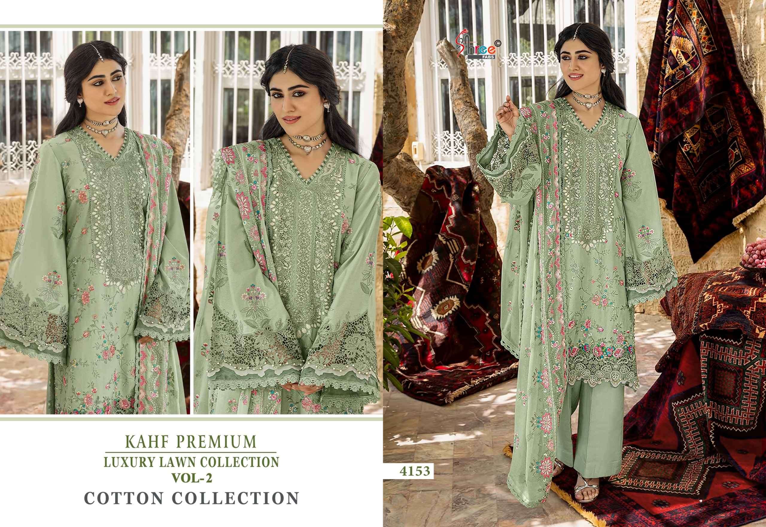 Shree Fabs Kahf Premium Luxury Lawn Collection Vol-2 Cotton Collection Cotton Dress Material (5 pcs Catalogue)