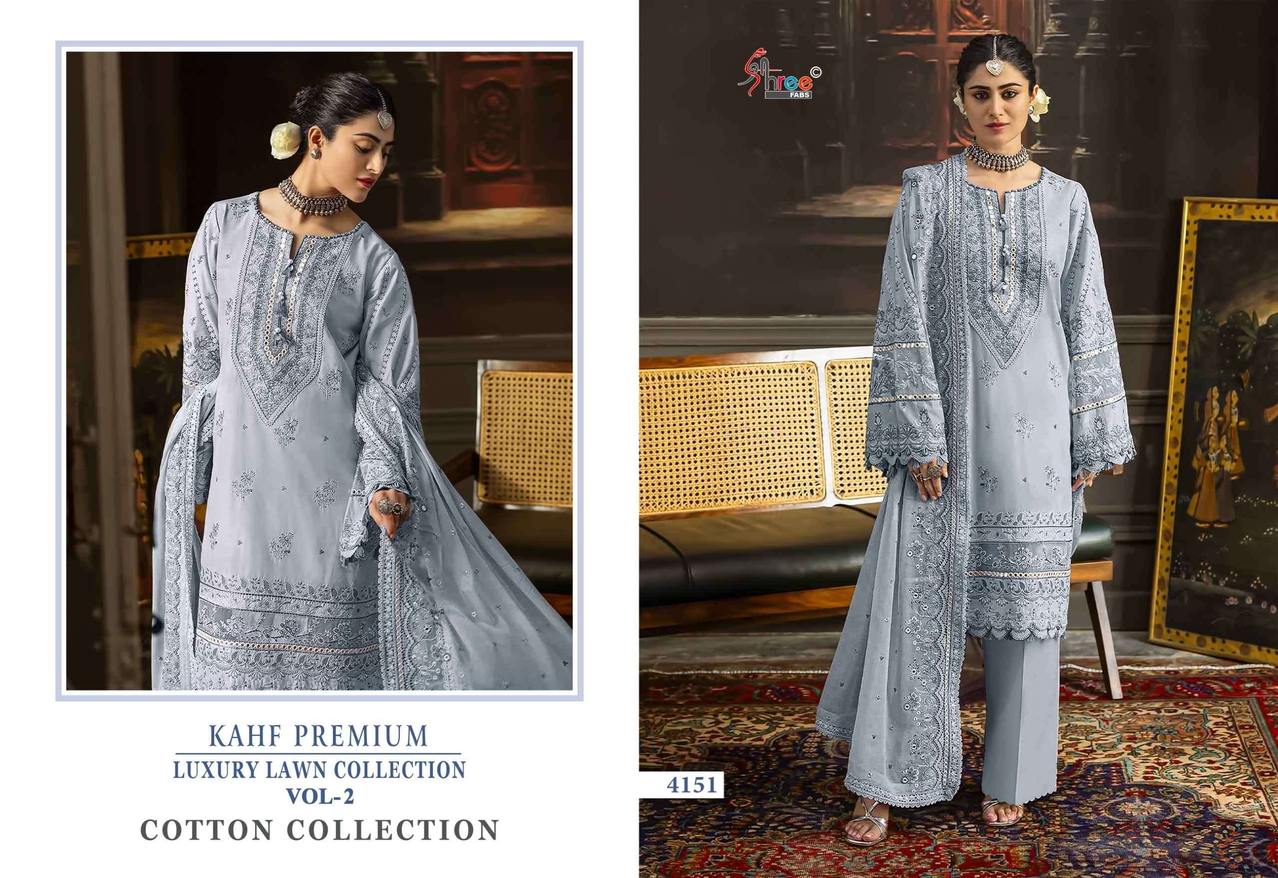 Shree Fabs Kahf Premium Luxury Lawn Collection Vol-2 Cotton Collection Cotton Dress Material (5 pcs Catalogue)