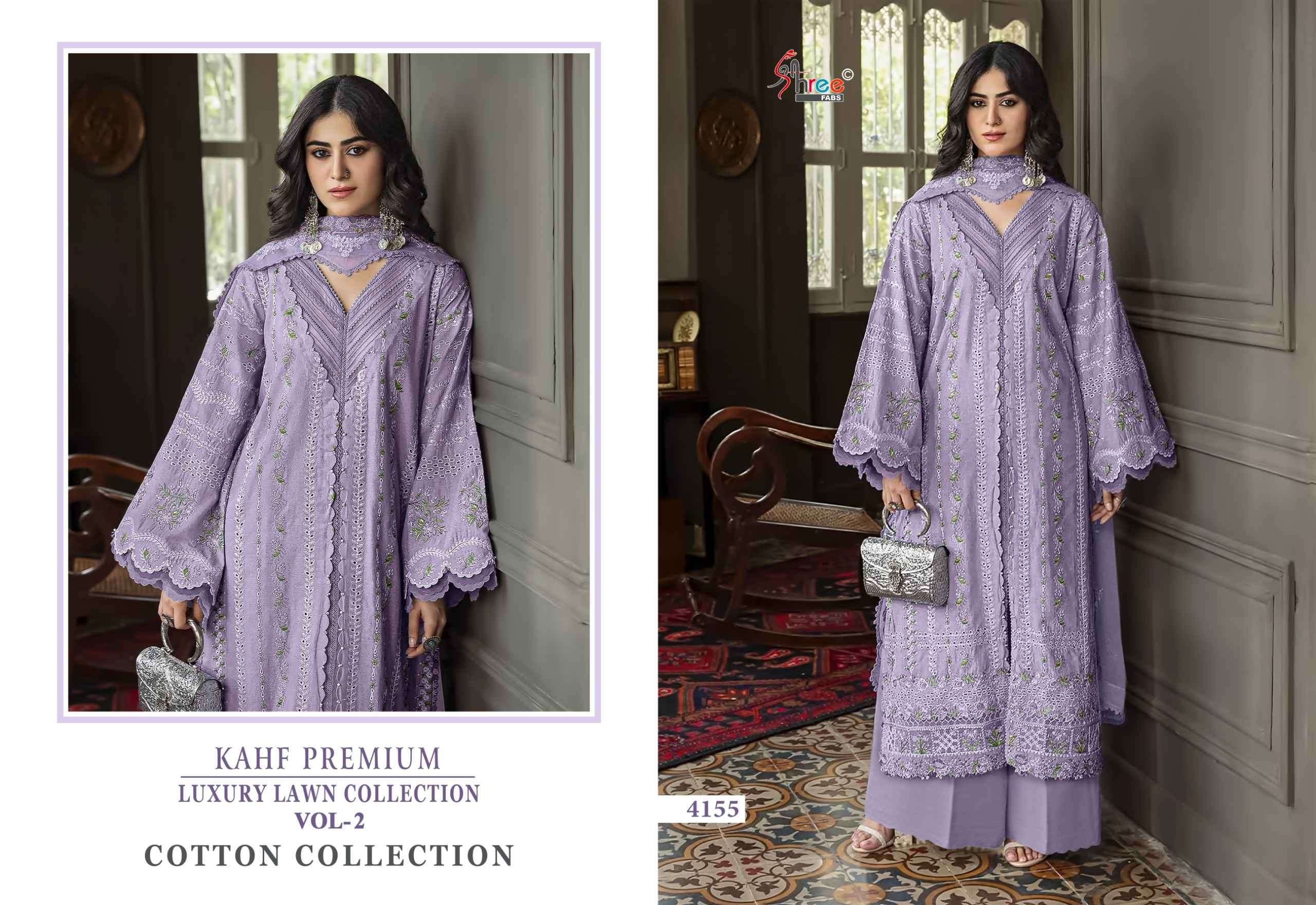 Shree Fabs Kahf Premium Luxury Lawn Collection Vol-2 Cotton Collection Cotton Dress Material (5 pcs Catalogue)