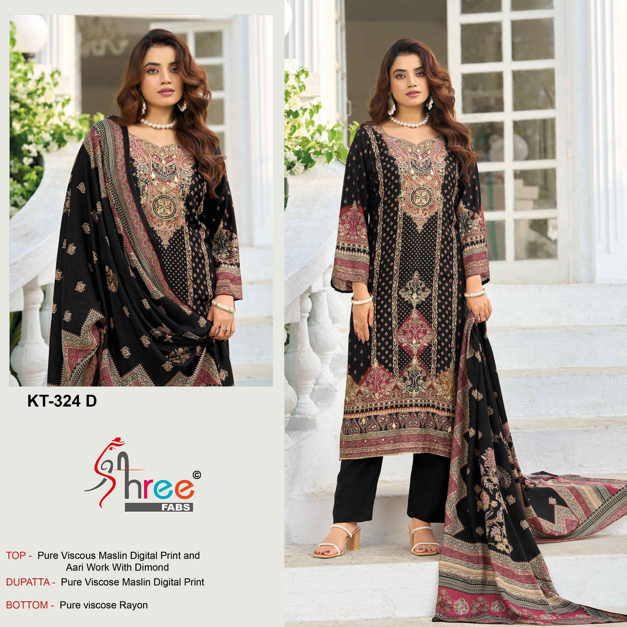 Shree Fabs KT-324 Viscous Maslin Dress Material (4 pcs Catalogue)