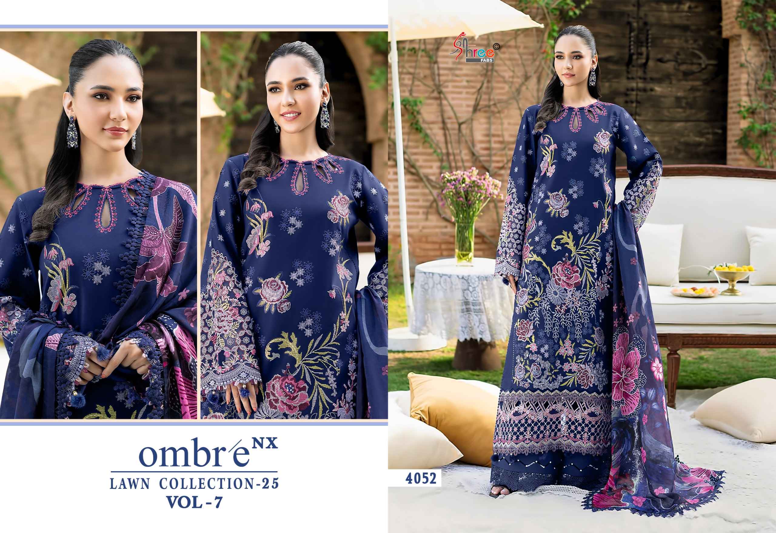Shree Fabs Ombre Lawn Collection 25 Vol-7 NX Cotton Dress Material (5 pcs Catalogue)
