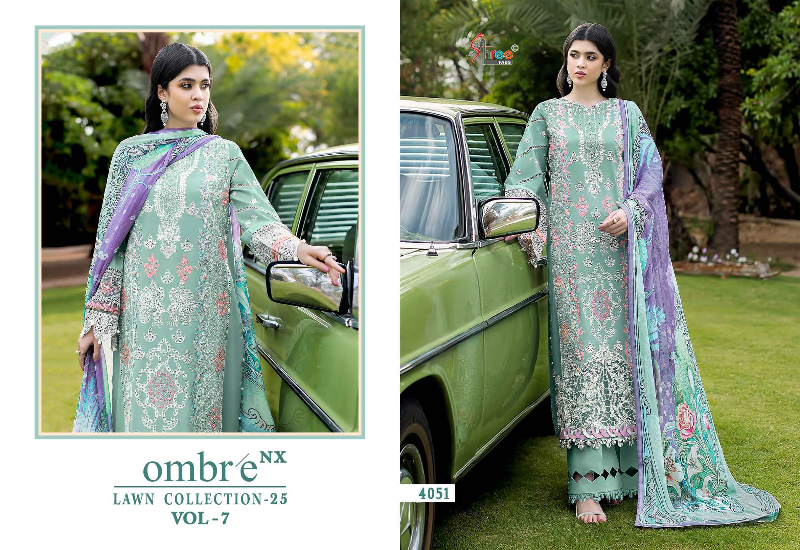 Shree Fabs Ombre Lawn Collection 25 Vol-7 NX Cotton Dress Material (5 pcs Catalogue)