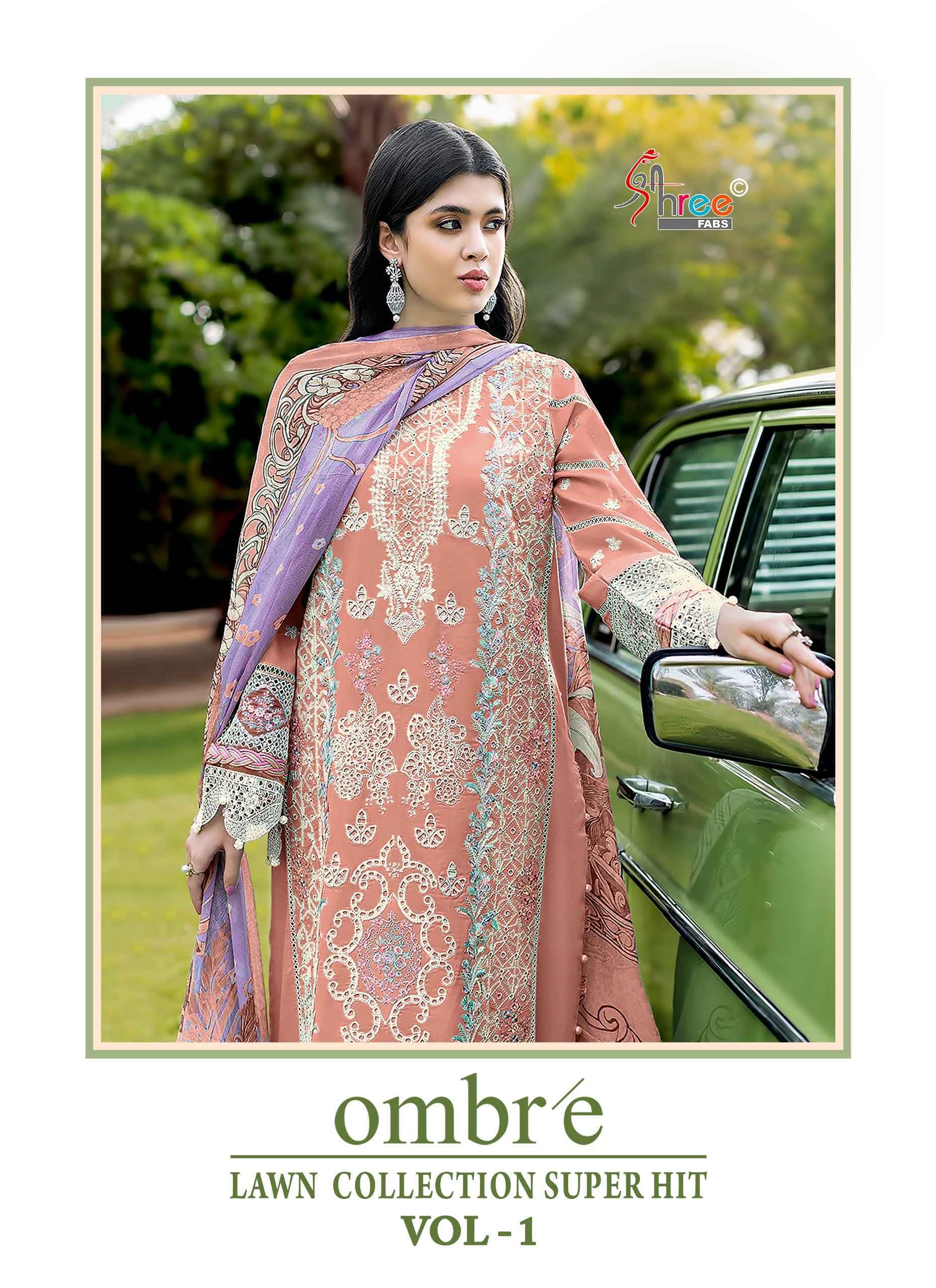 Shree Fabs Ombre Lawn Collection Super Hit Vol-1 Cotton Dress Material (5 pcs Catalogue)