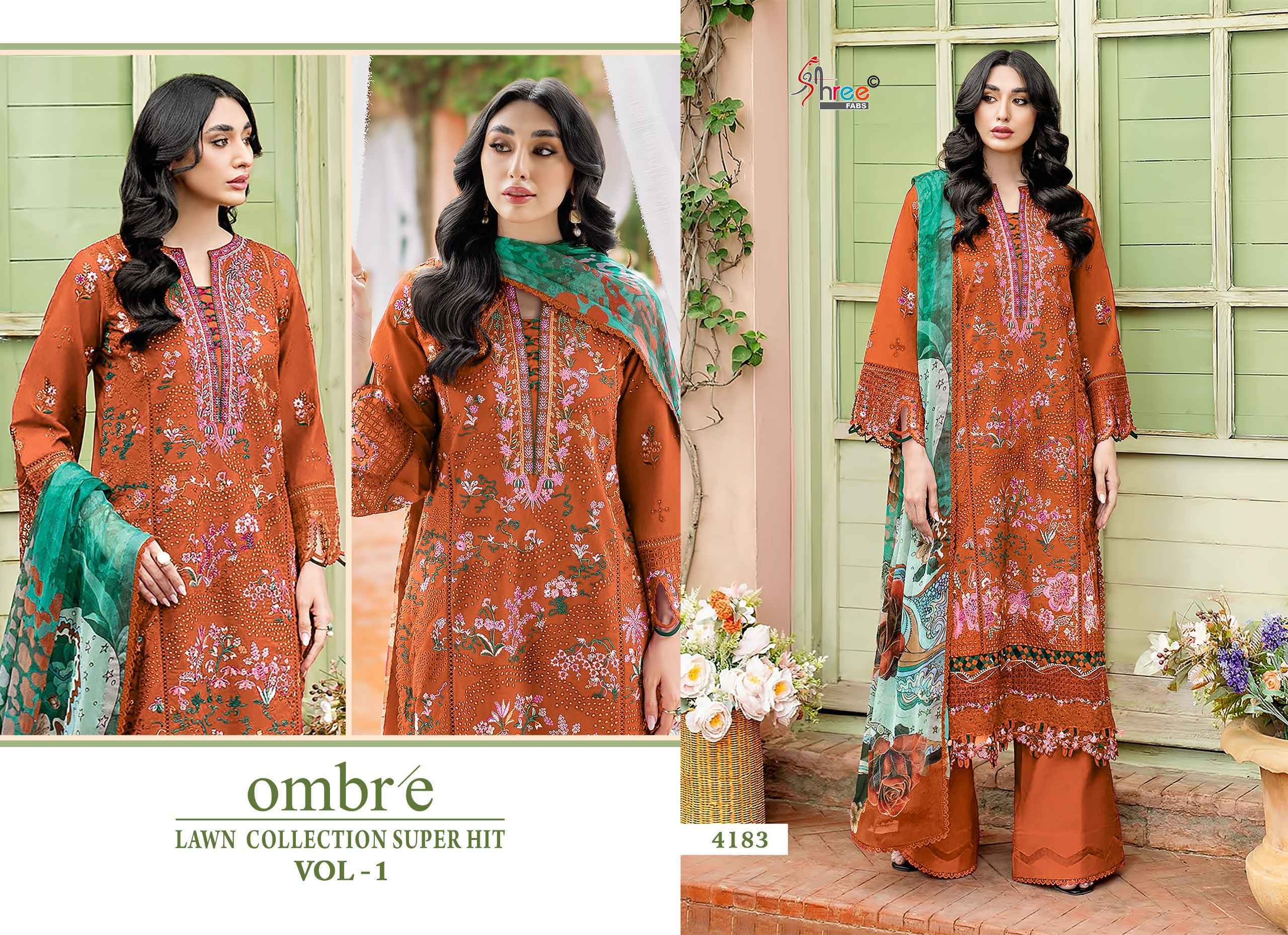 Shree Fabs Ombre Lawn Collection Super Hit Vol-1 Cotton Dress Material (5 pcs Catalogue)
