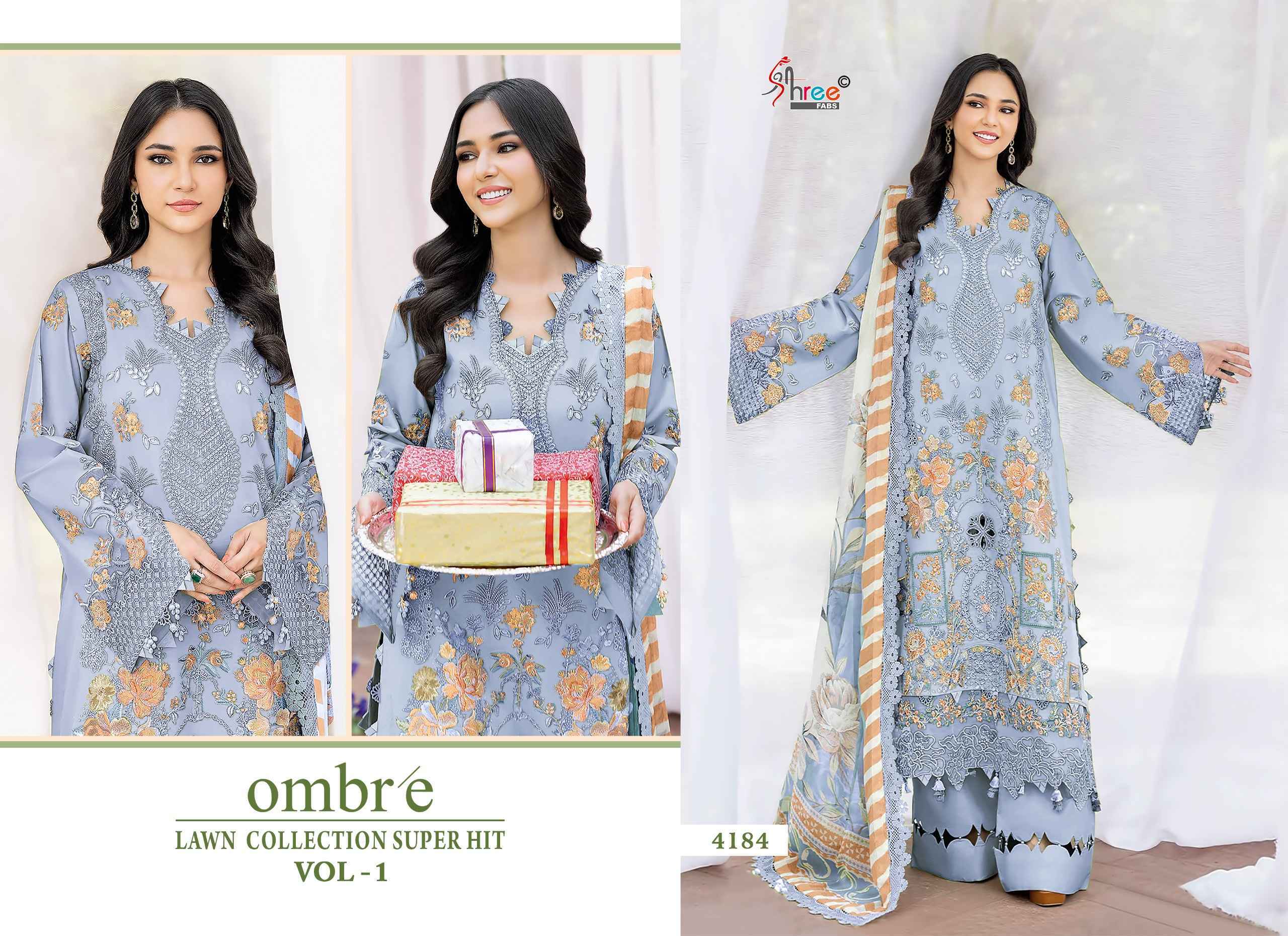 Shree Fabs Ombre Lawn Collection Super Hit Vol-1 Cotton Dress Material (5 pcs Catalogue)