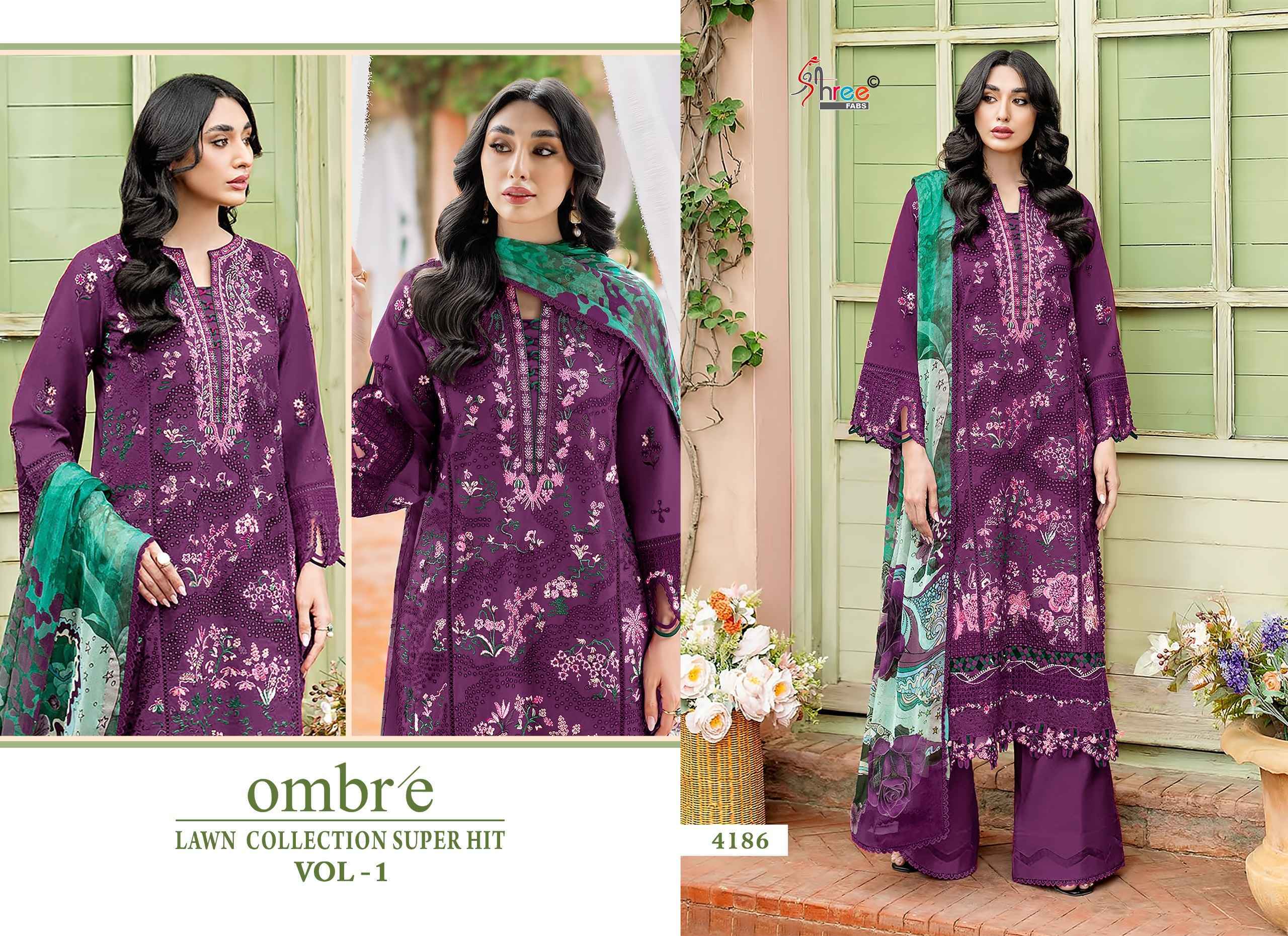 Shree Fabs Ombre Lawn Collection Super Hit Vol-1 Cotton Dress Material (5 pcs Catalogue)