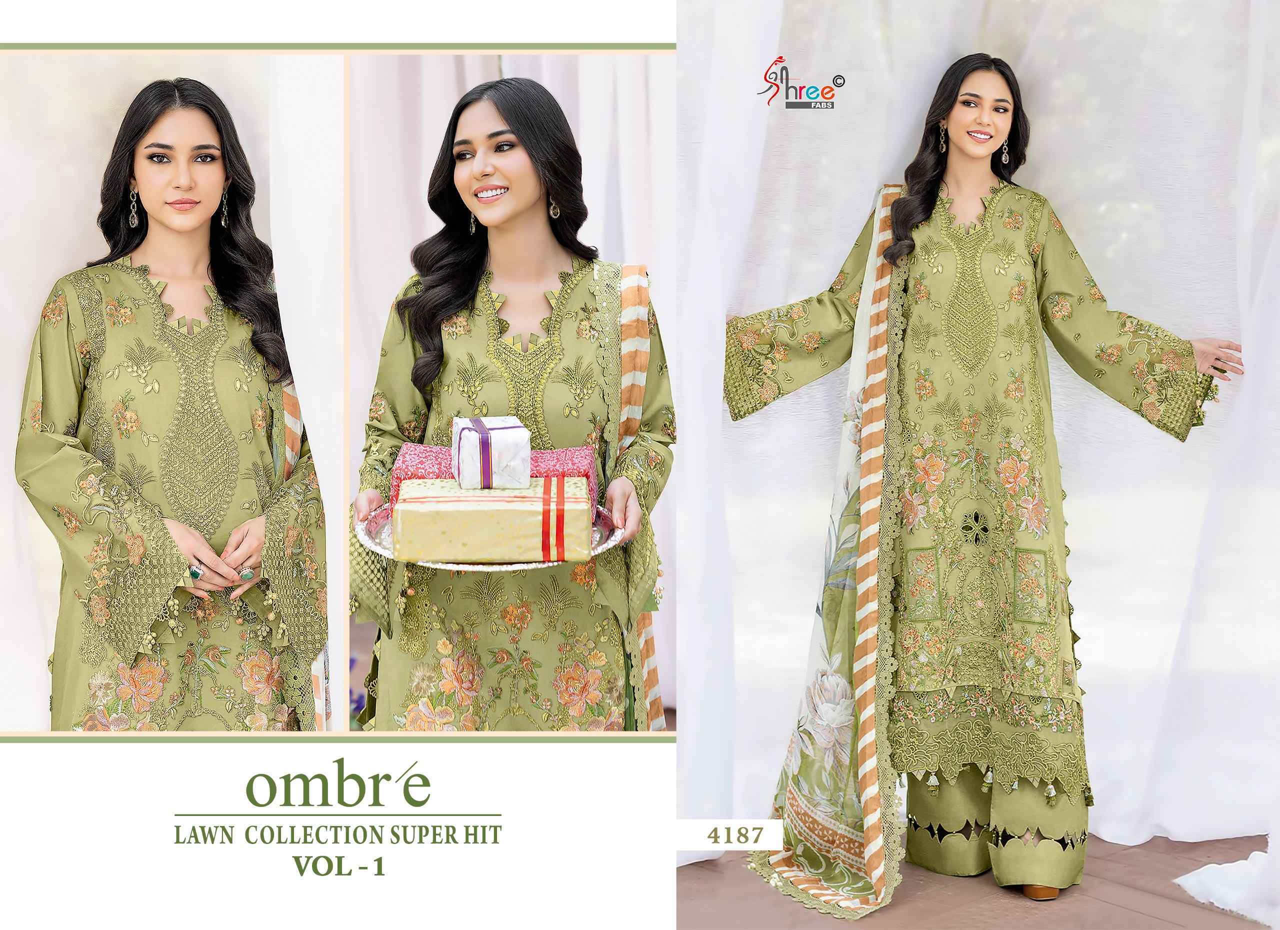 Shree Fabs Ombre Lawn Collection Super Hit Vol-1 Cotton Dress Material (5 pcs Catalogue)