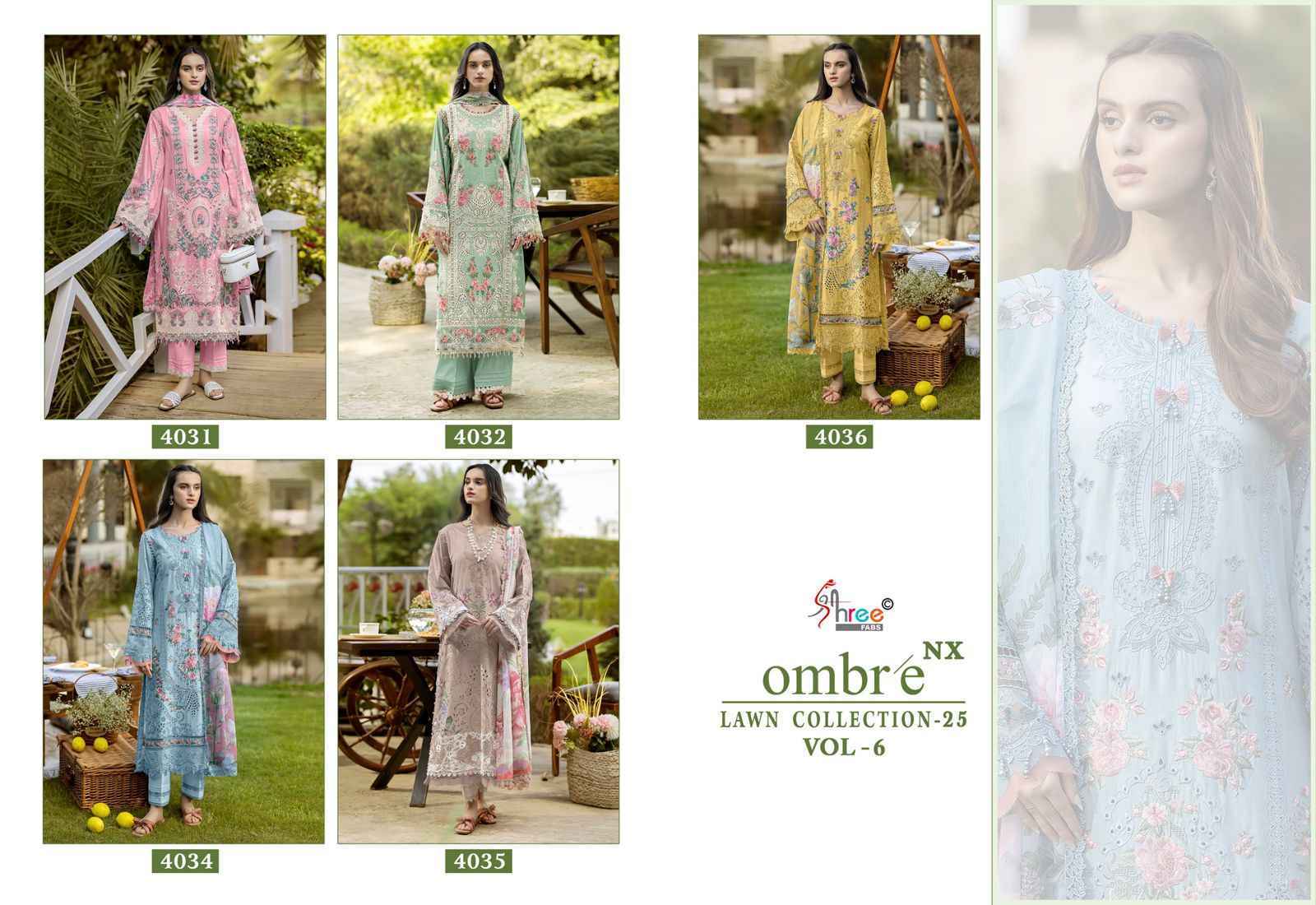 Shree Fabs Ombre Nx Lawn Collection-25 Vol-6 Cotton Dress Material 5 pcs Catalogue