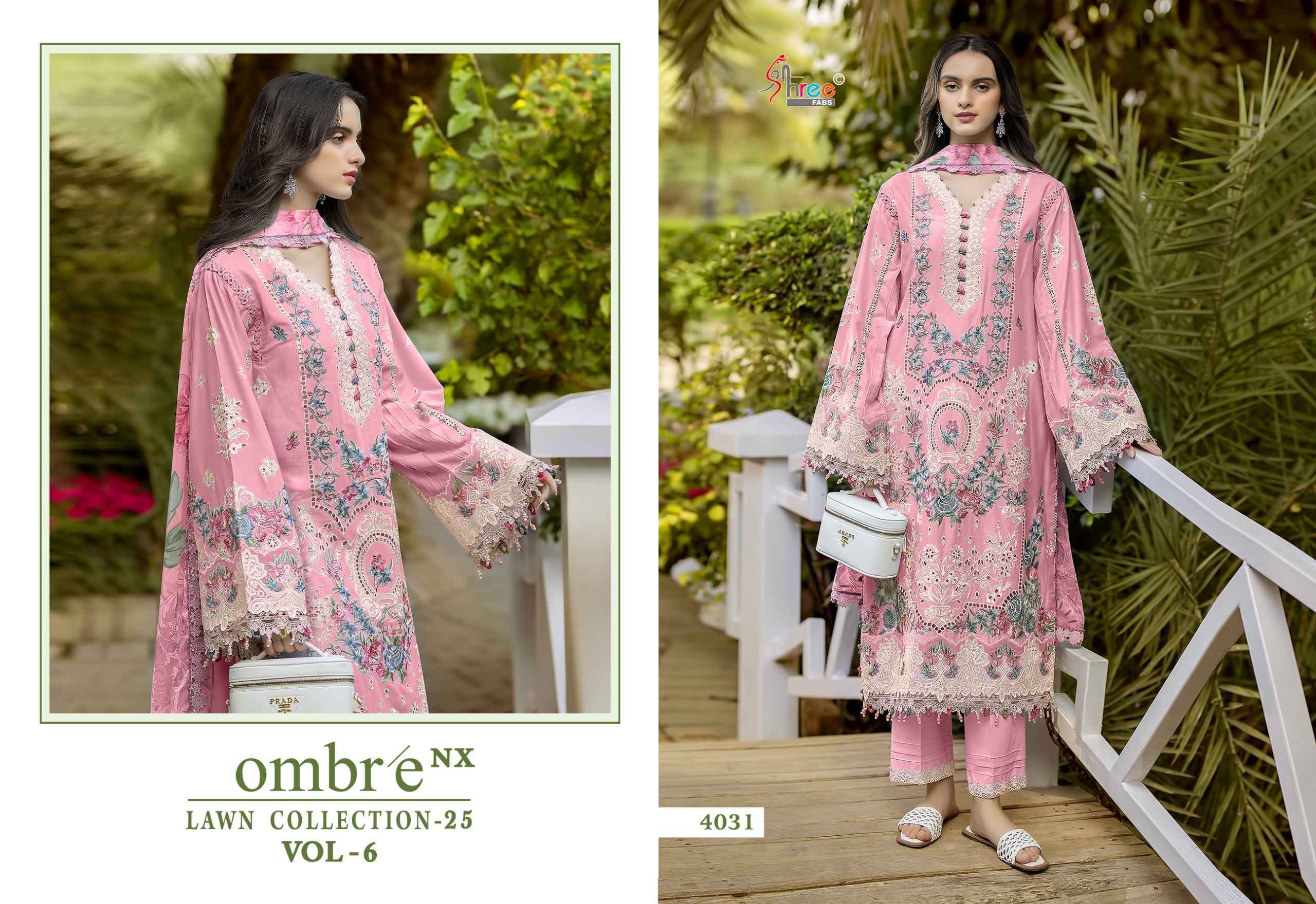 Shree Fabs Ombre Nx Lawn Collection-25 Vol-6 Cotton Dress Material 5 pcs Catalogue