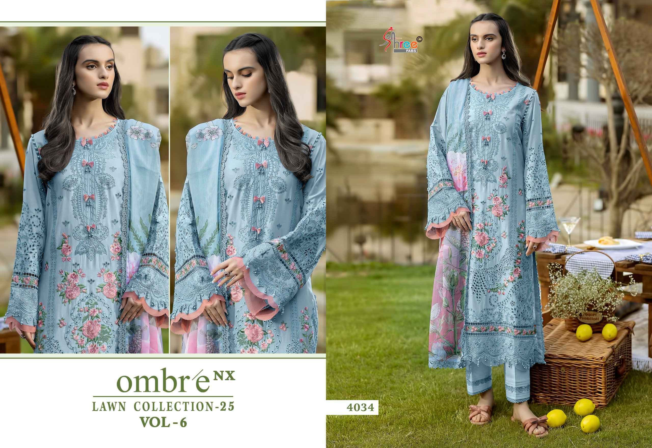 Shree Fabs Ombre Nx Lawn Collection-25 Vol-6 Cotton Dress Material 5 pcs Catalogue