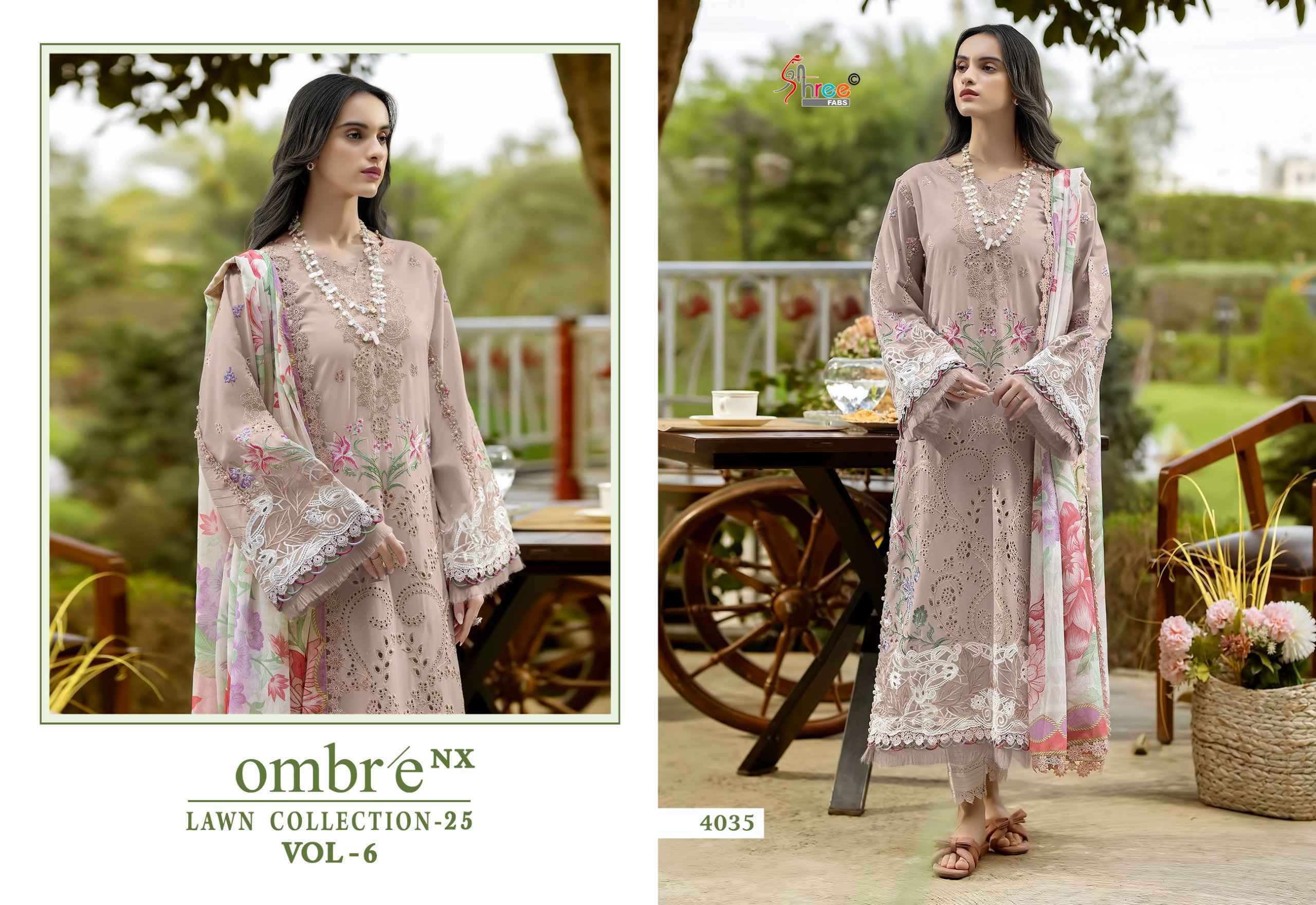 Shree Fabs Ombre Nx Lawn Collection-25 Vol-6 Cotton Dress Material 5 pcs Catalogue