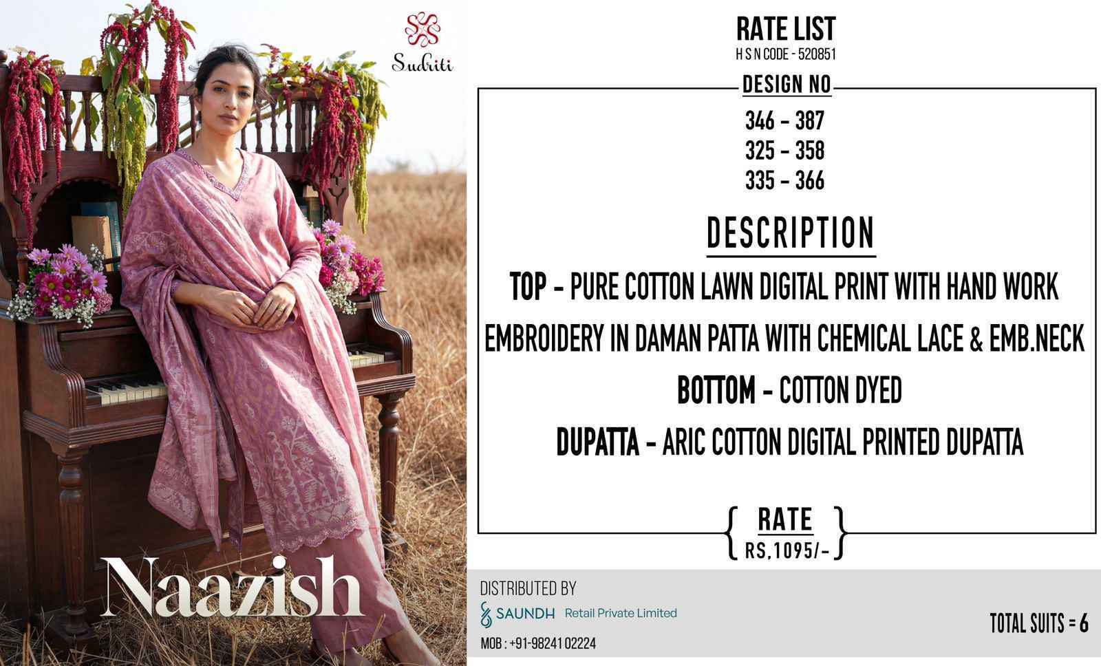 Sudriti Naazish Cotton Dress Material (6 pcs Catalogue)