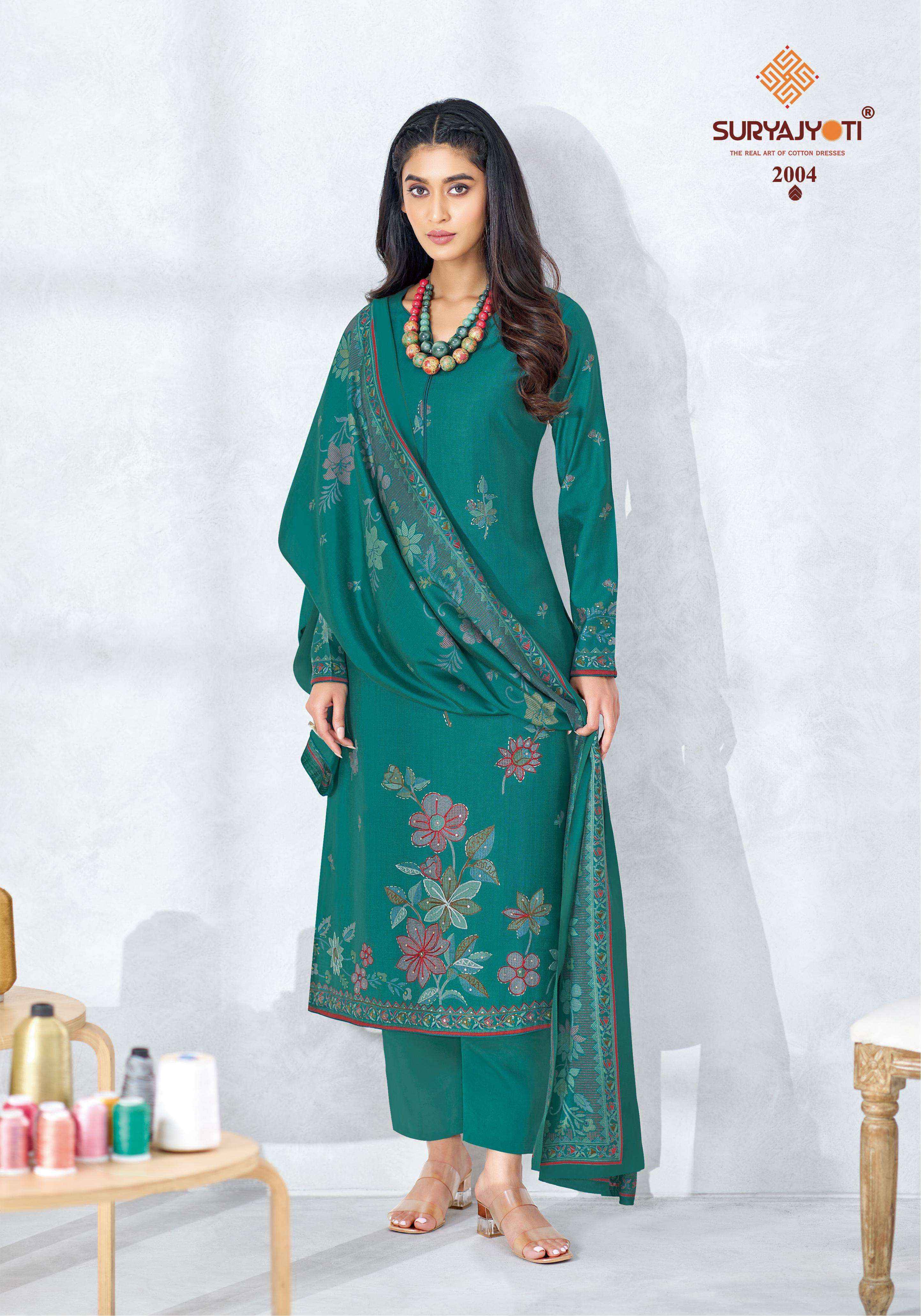 Suryajyoti Chikiri Vol-2 Roman Silk Dress Material (6 Pcs Catalouge)