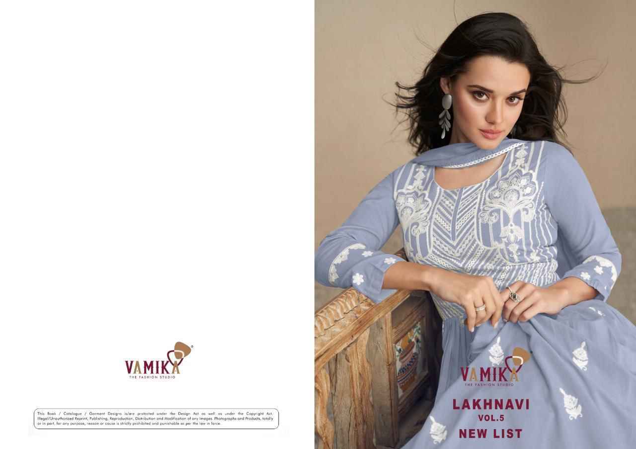 Vamika Lakhnavi Vol-5 New List Readymade Reyon Dress (4 pcs Catalogue)