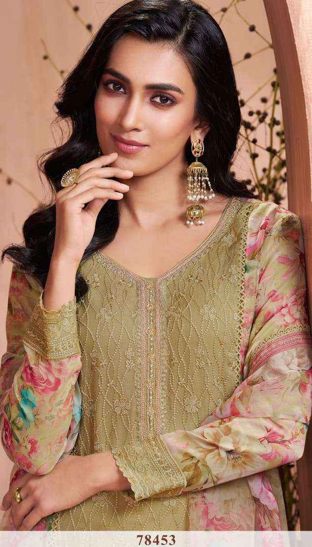 Vinay Fashion Kuleesh Pankh Chiffon Silk Dress Material (4 pcs Catalogue)
