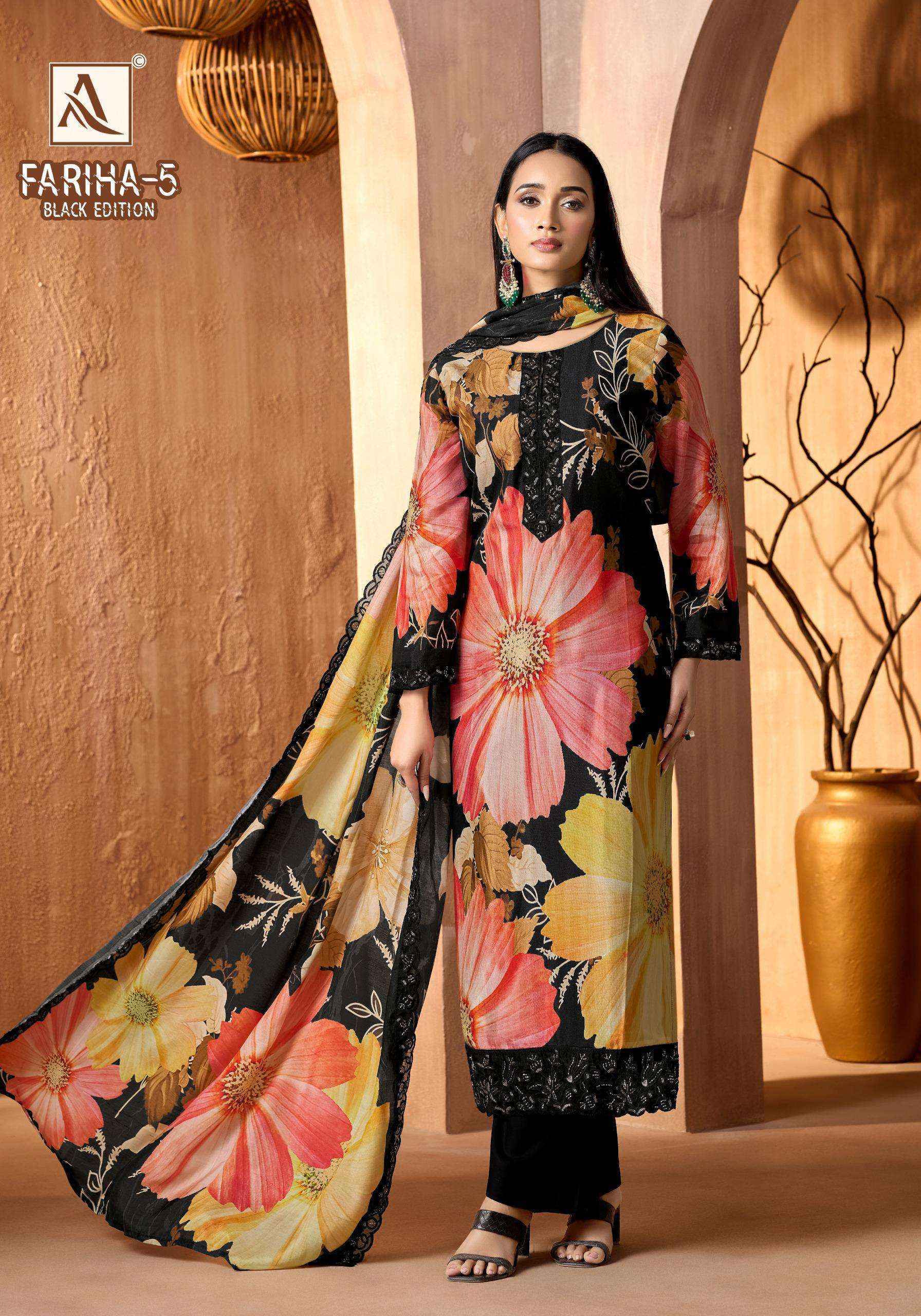 Alok Fariha Blak Edition-5 Viscose Rayon Dress Material (6 pcs Catalogue)