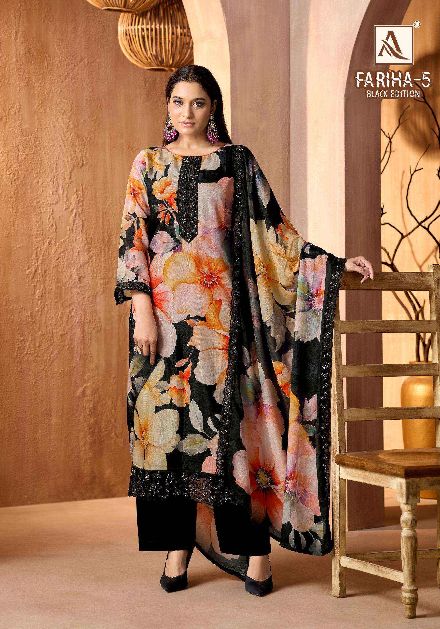 Alok Fariha Blak Edition-5 Viscose Rayon Dress Material (6 pcs Catalogue)