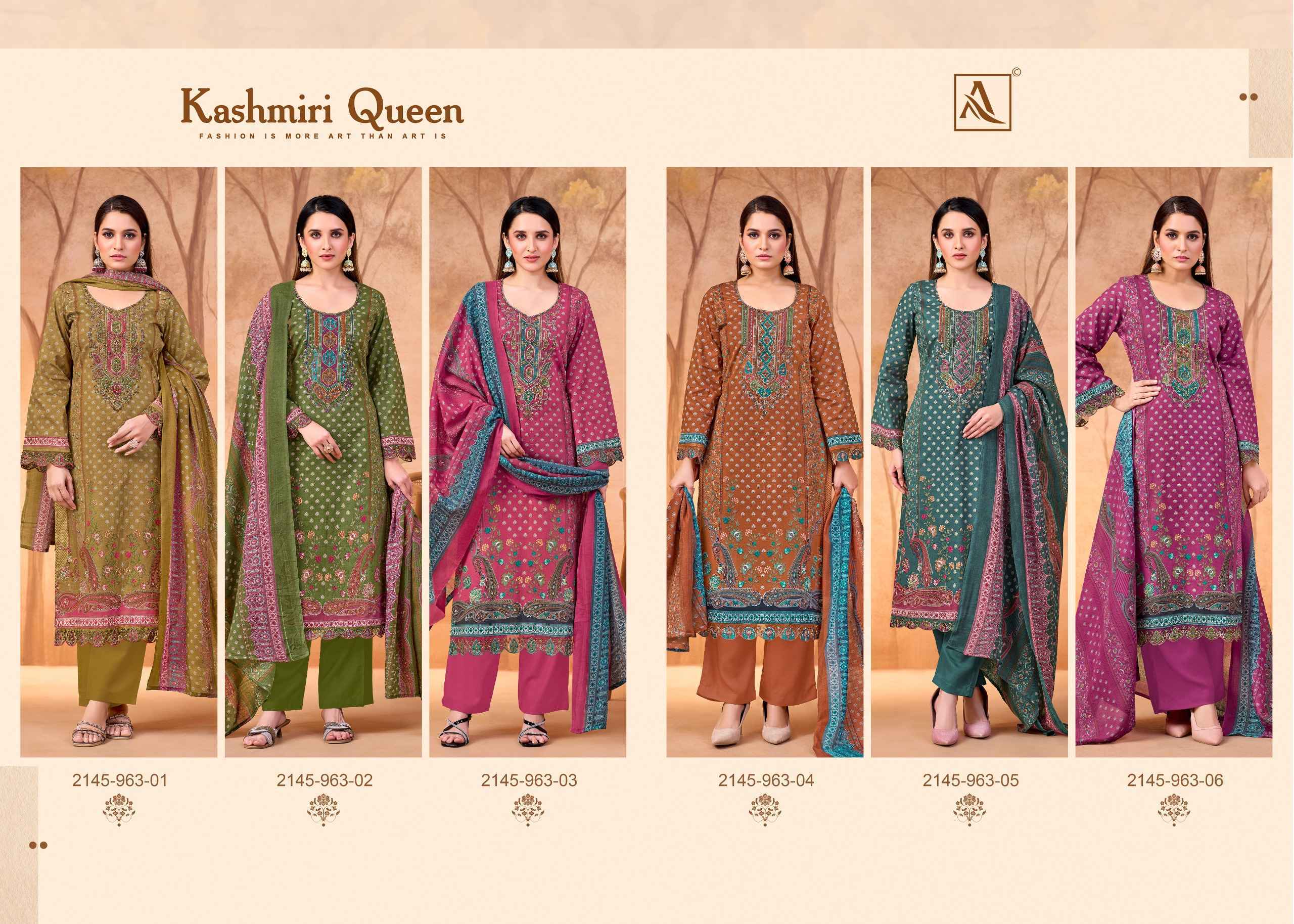 Alok Kashmiri Queen Cambric Cotton Dress Material (6 pcs Catalogue)