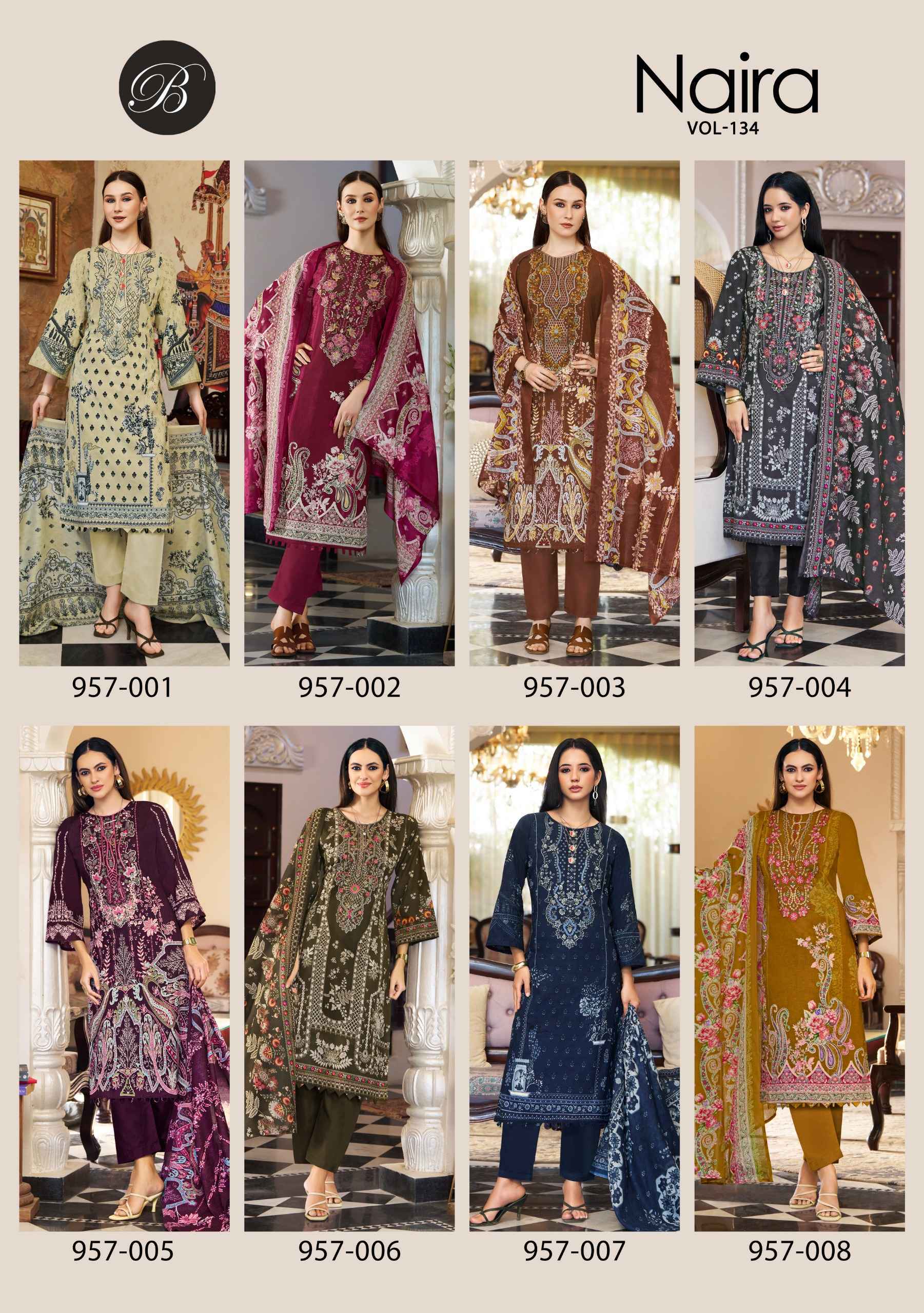 Belliza Naira Vol-134 Cotton Dress Material (8 pcs Cataloge)