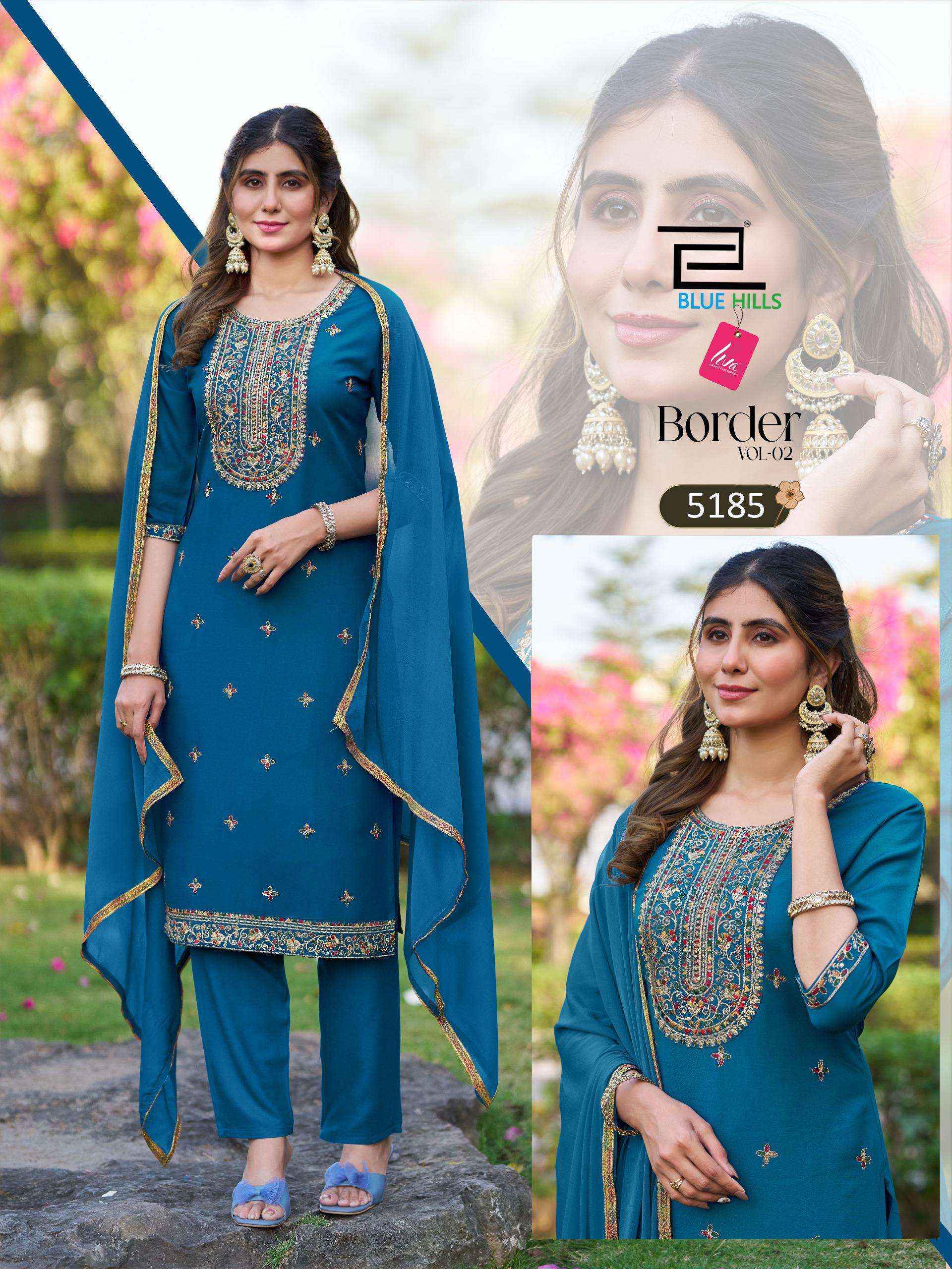 Blue Hills Border Vol-2 Rayon Readymade Suit (6 pcs Catalogue)