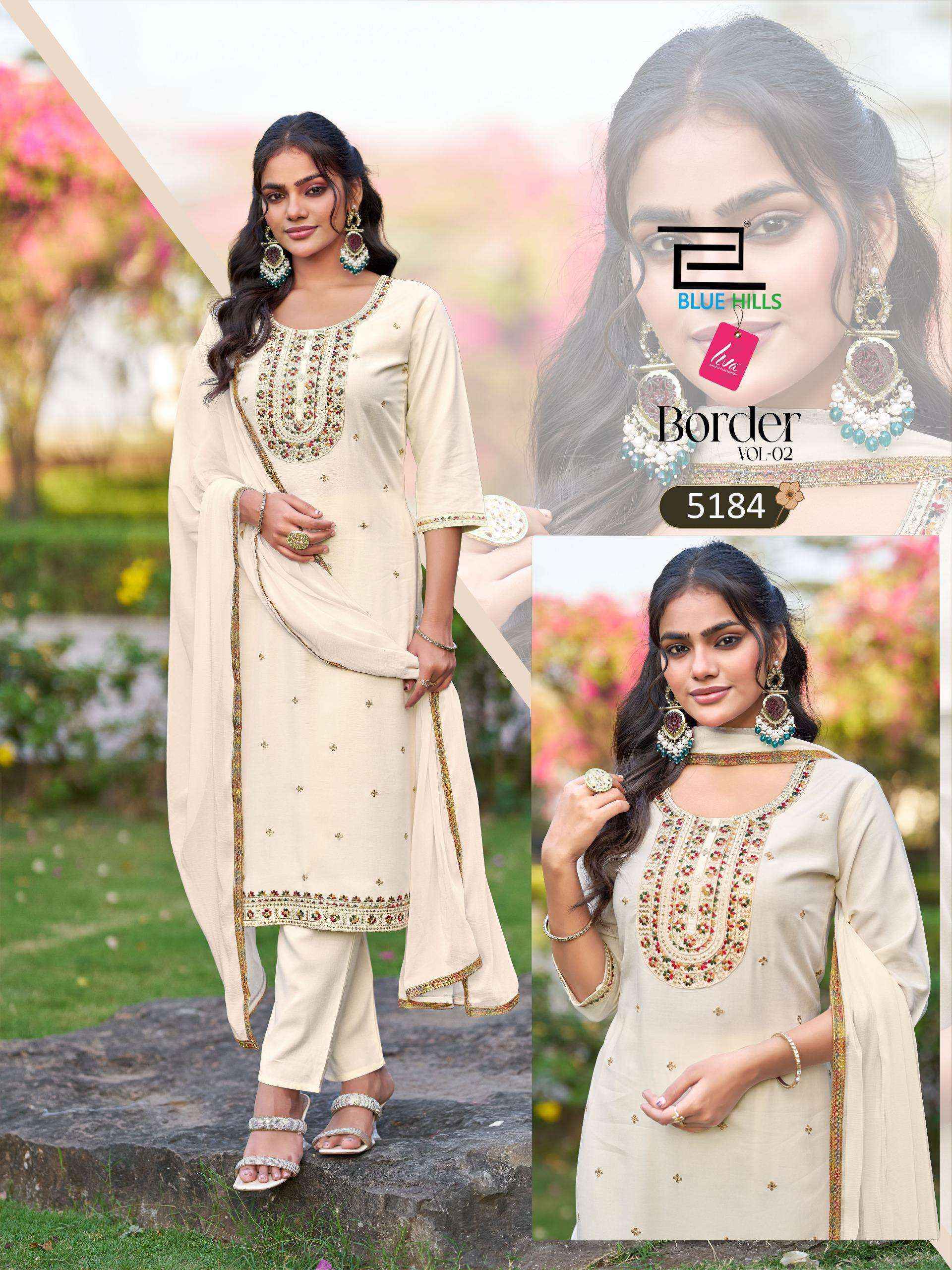 Blue Hills Border Vol-2 Rayon Readymade Suit (6 pcs Catalogue)