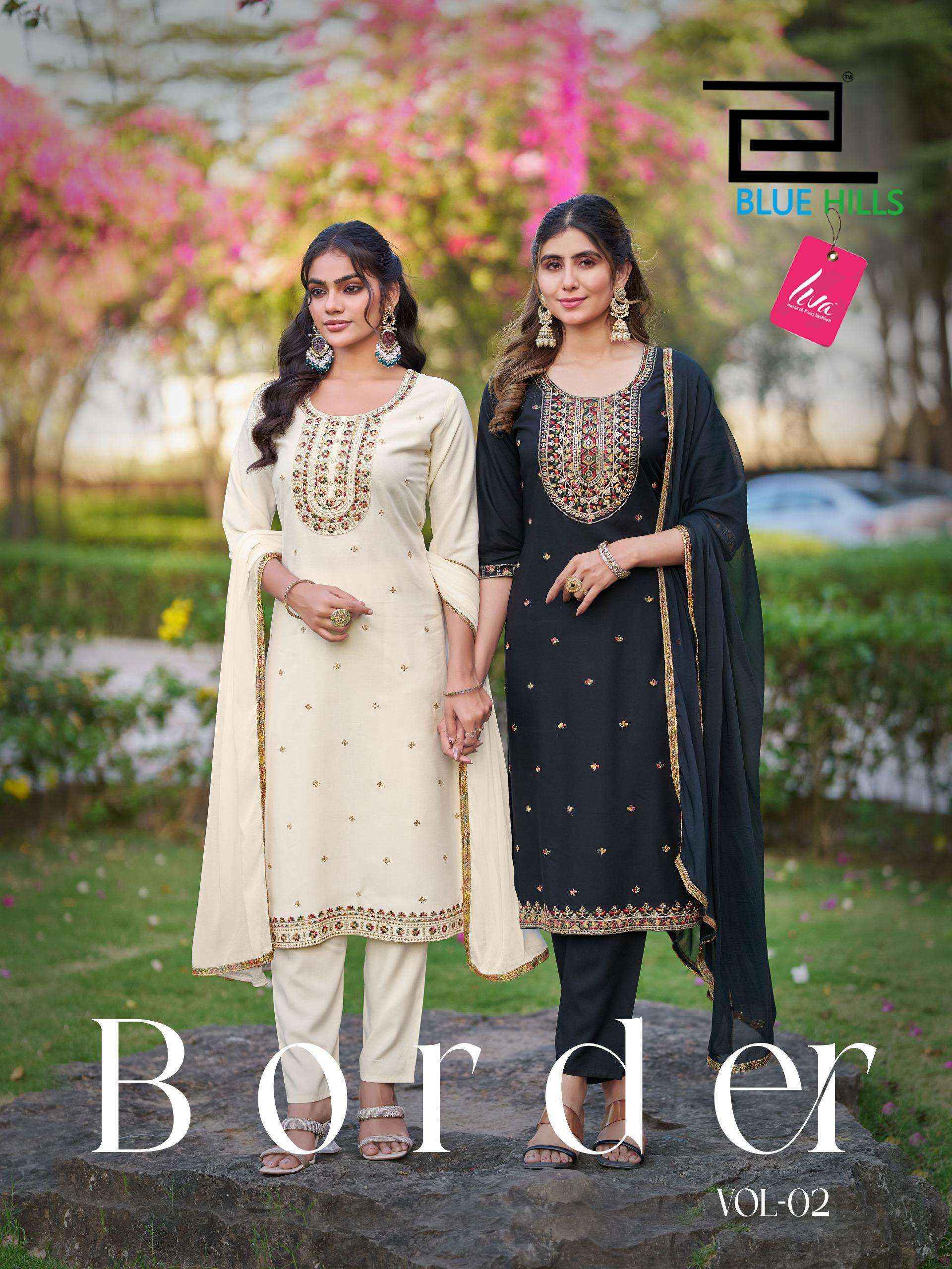 Blue Hills Border Vol-2 Rayon Readymade Suit (6 pcs Catalogue)