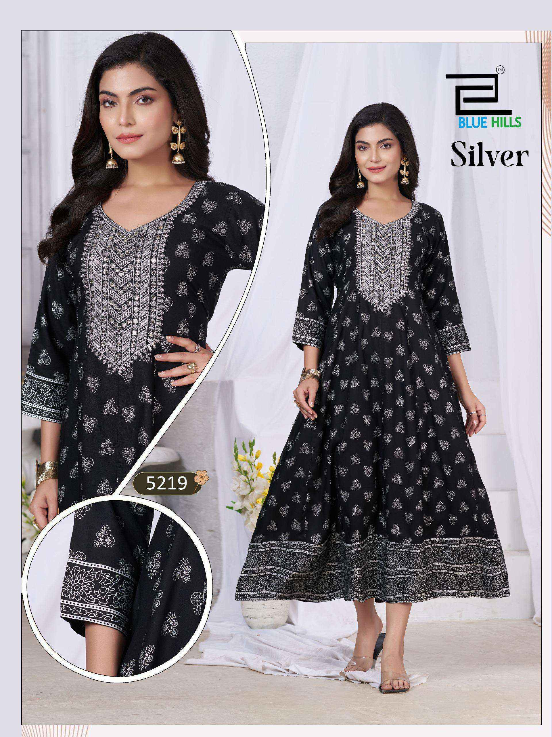 Blue Hills Silver Anarkali Rayon Gown (6 pcs Catalogue)