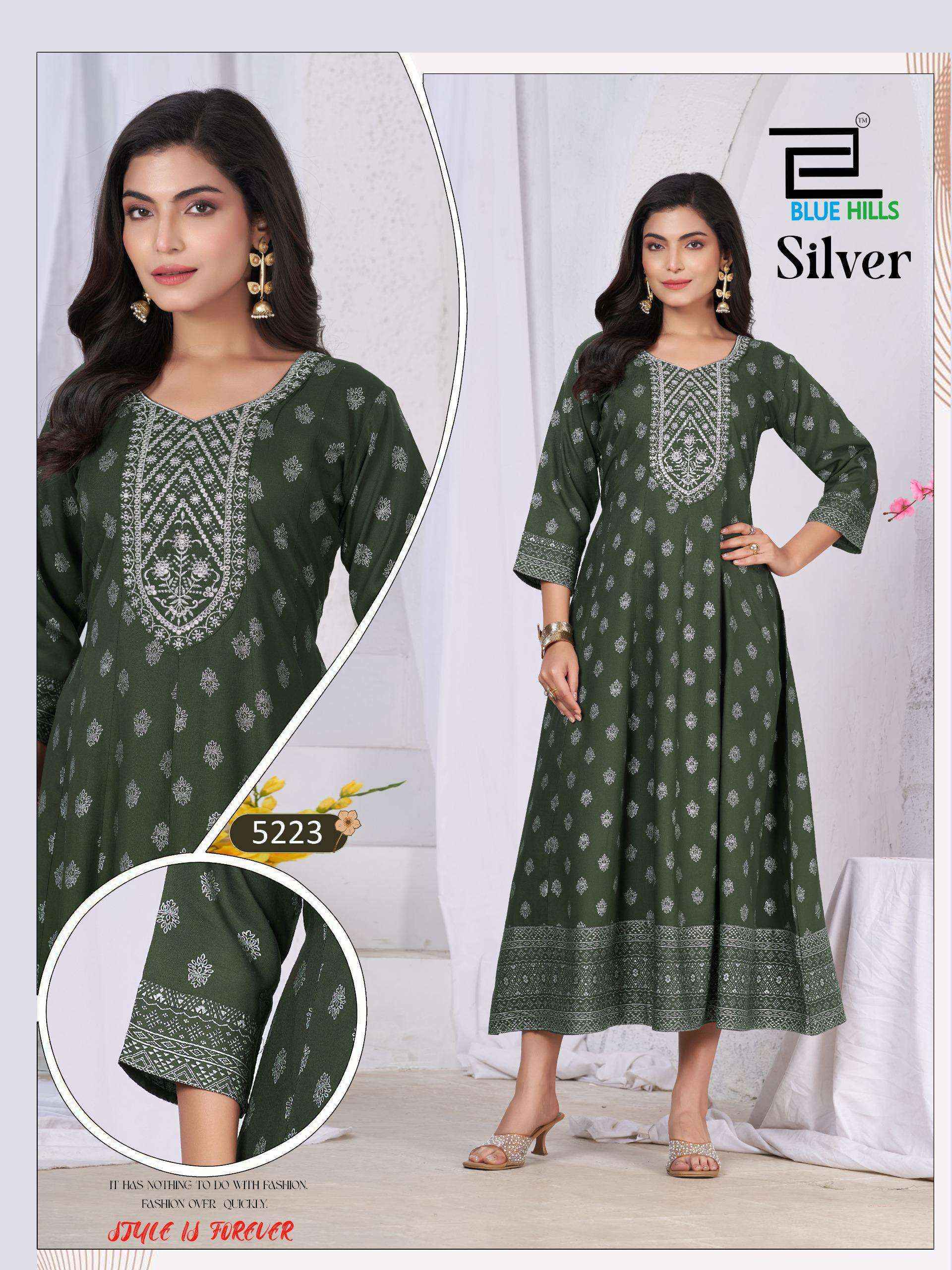 Blue Hills Silver Anarkali Rayon Gown (6 pcs Catalogue)