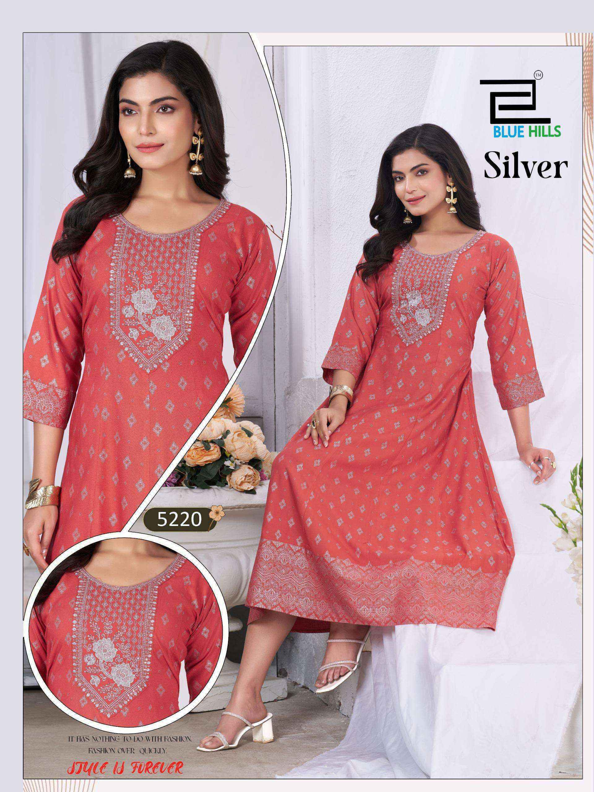 Blue Hills Silver Anarkali Rayon Gown (6 pcs Catalogue)