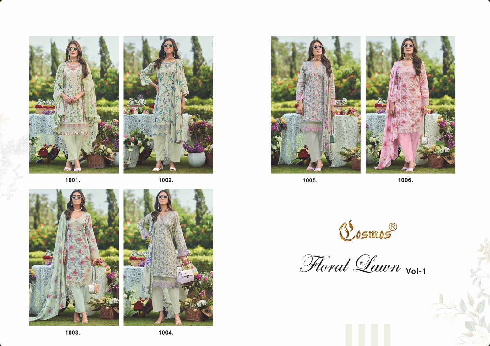 Cosmos Floral Lawn Vol-1 Lawn Cotton Dress Material (6 pcs Catalogue)