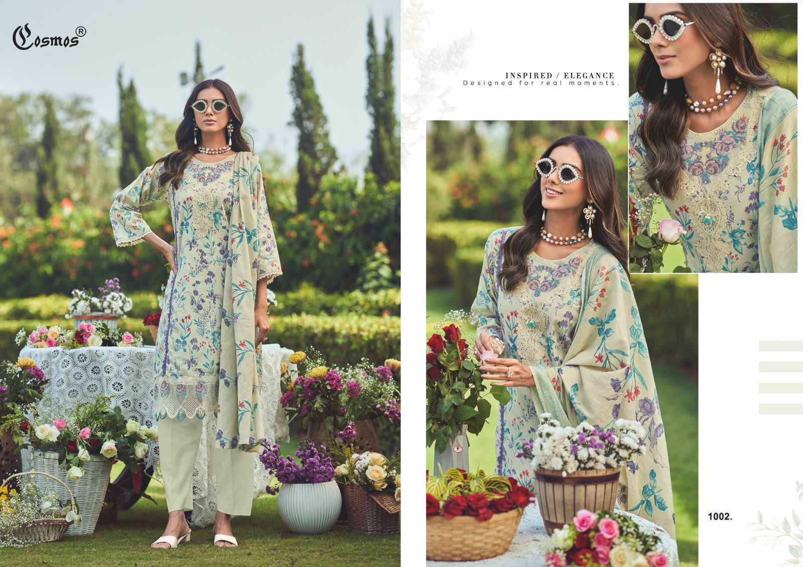 Cosmos Floral Lawn Vol-1 Lawn Cotton Dress Material (6 pcs Catalogue)