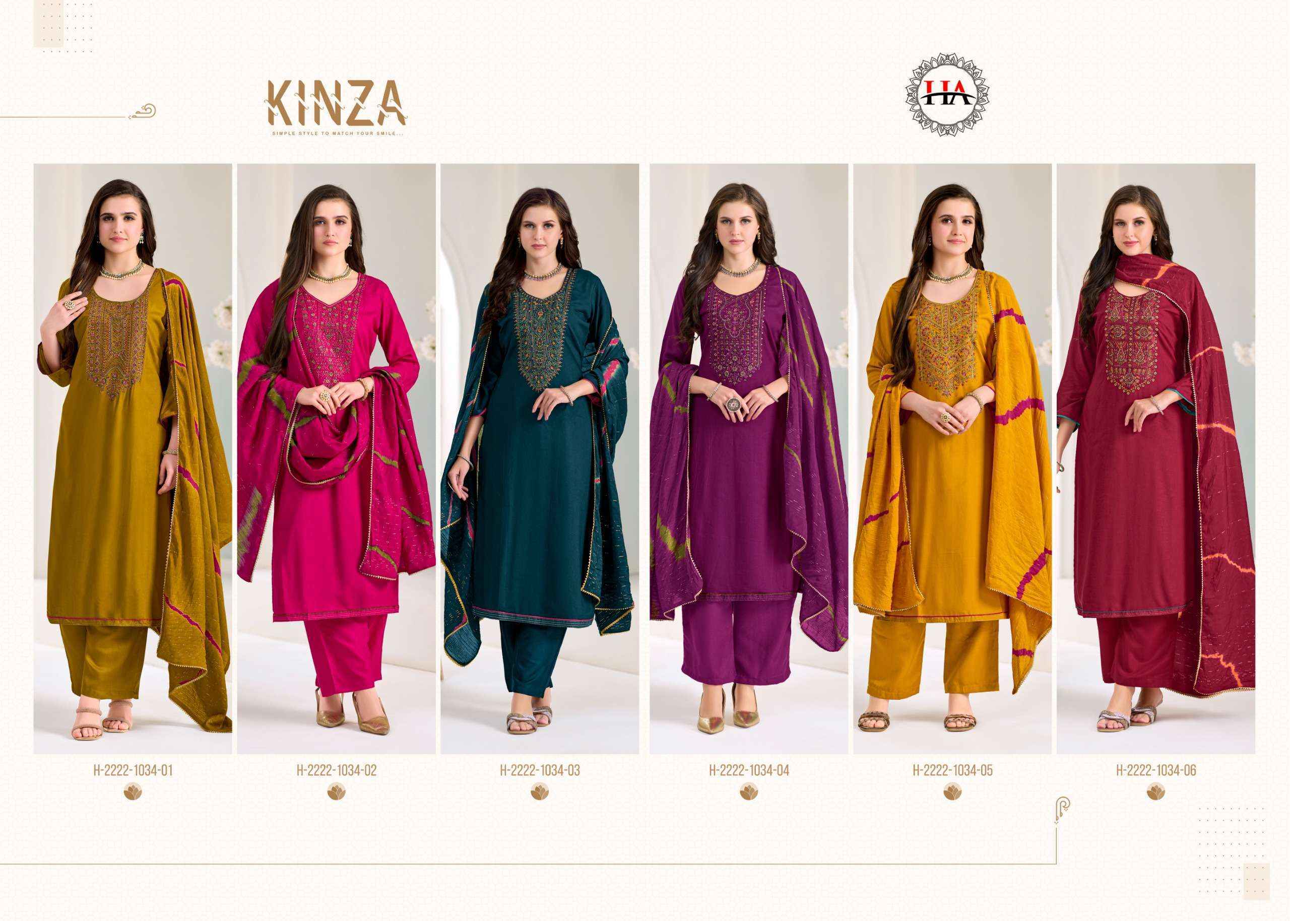 Harshit Fashion Kinza Viscose Rayon Dress Material (6 pcs Catalogue)