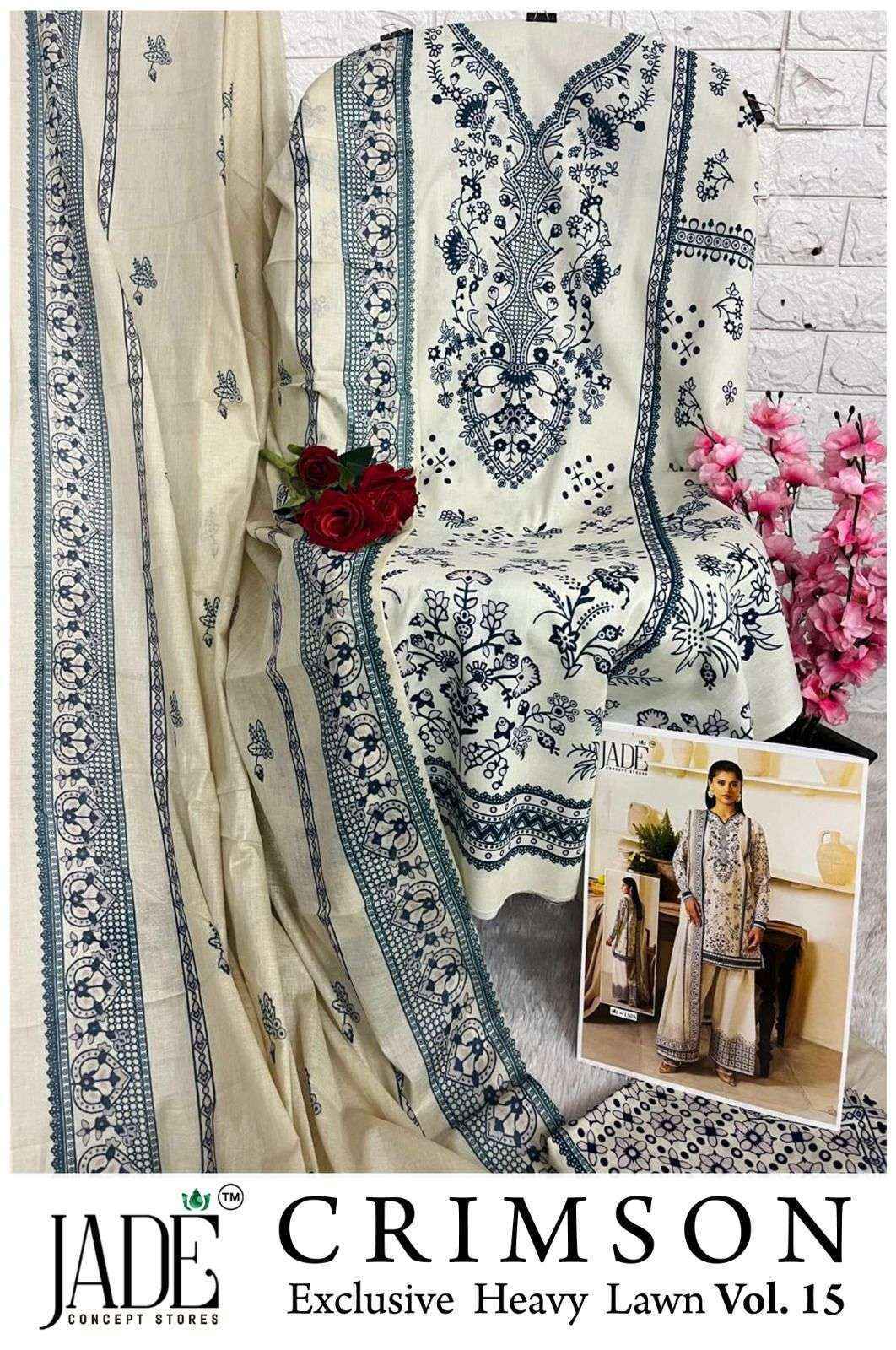 Jade Crimson Vol-15 Lawn Cotton Dress Material (6 pc Cataloge)