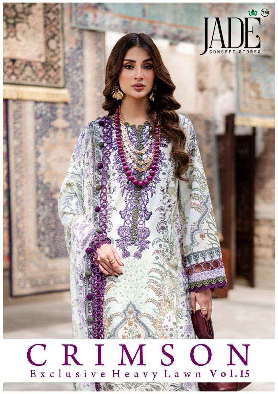 Jade Crimson Vol-15 Lawn Cotton Dress Material (6 pc Cataloge)