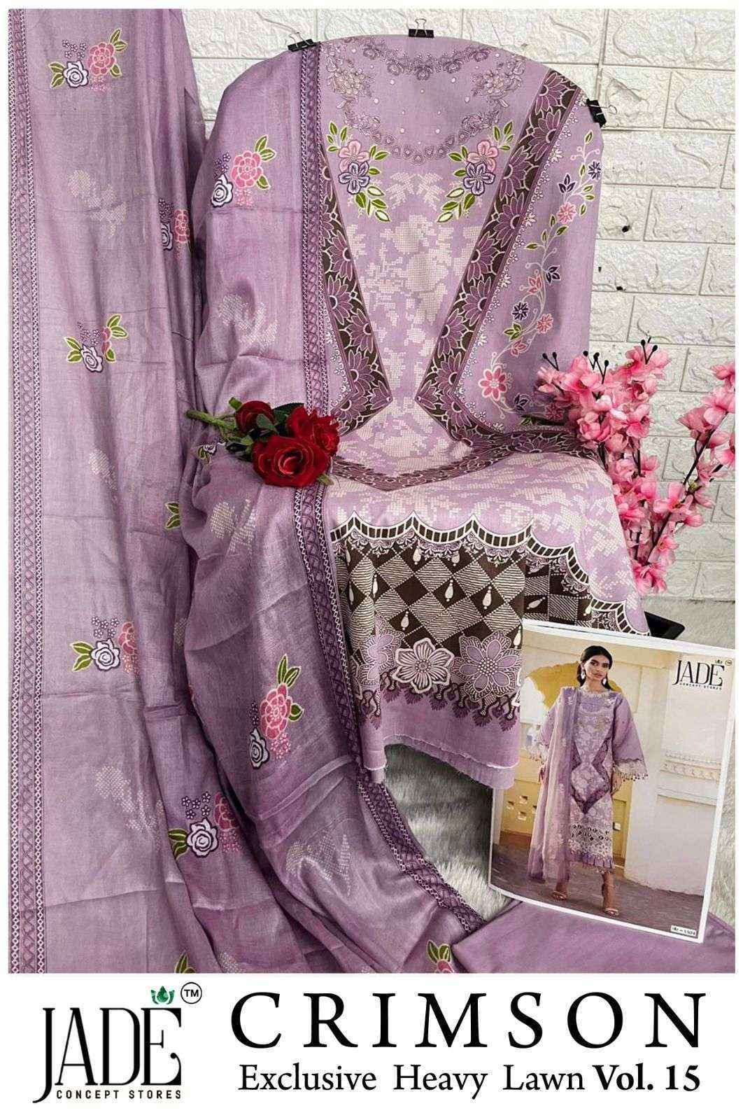 Jade Crimson Vol-15 Lawn Cotton Dress Material (6 pc Cataloge)