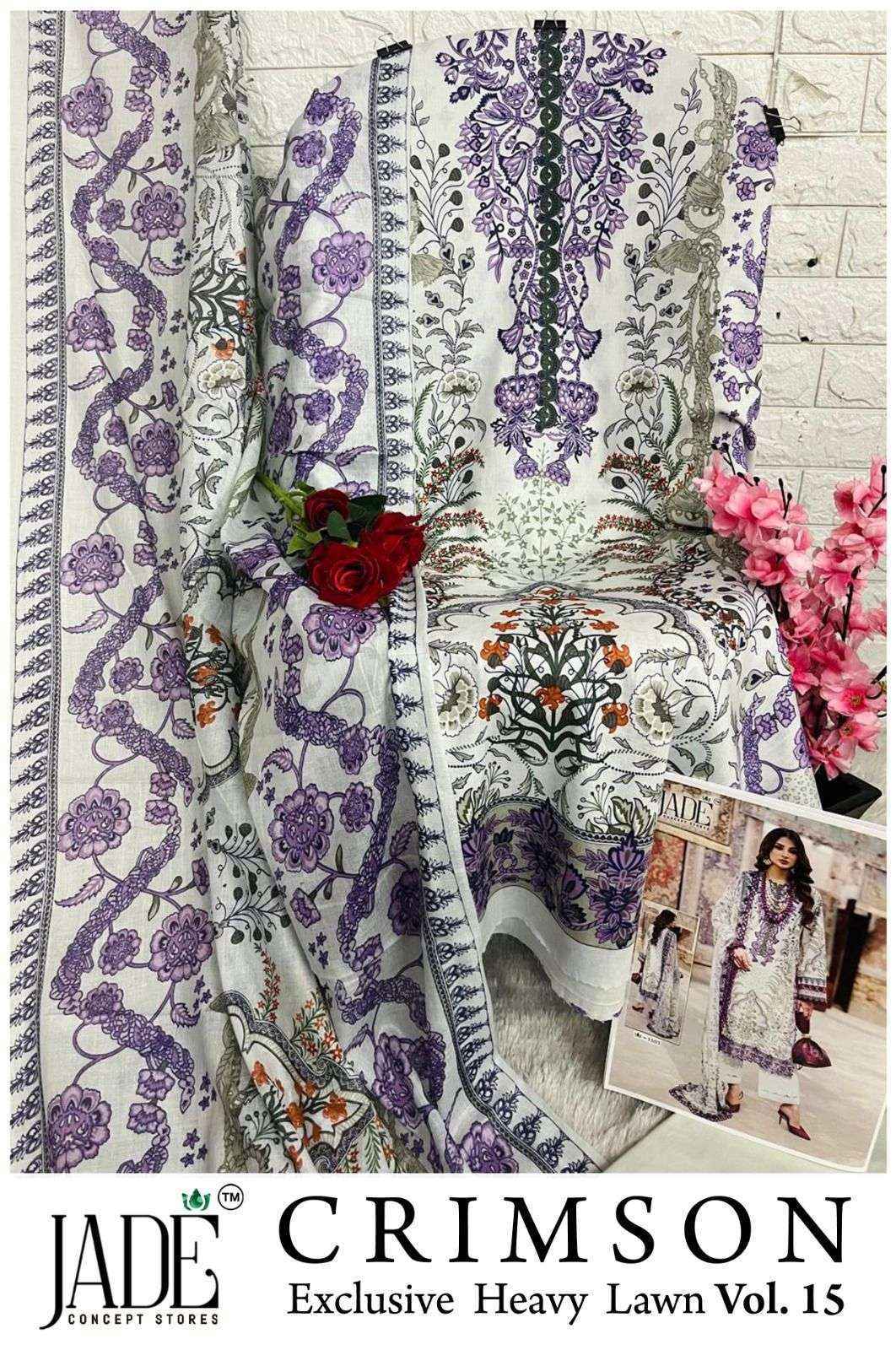 Jade Crimson Vol-15 Lawn Cotton Dress Material (6 pc Cataloge)