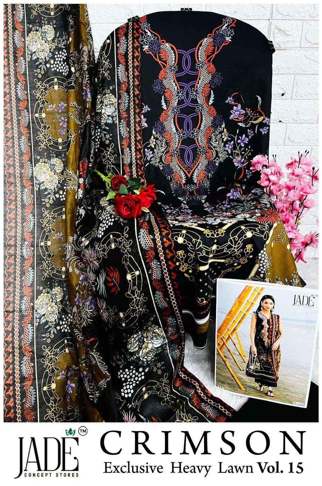 Jade Crimson Vol-15 Lawn Cotton Dress Material (6 pc Cataloge)