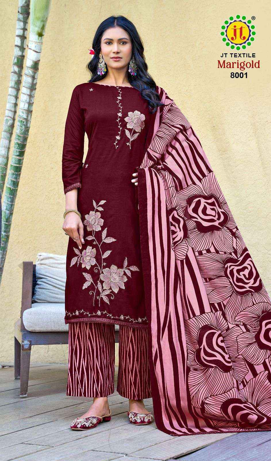 Jt Marigold Vol-8 Rayon Dress Material (5 pcs Catalogue)