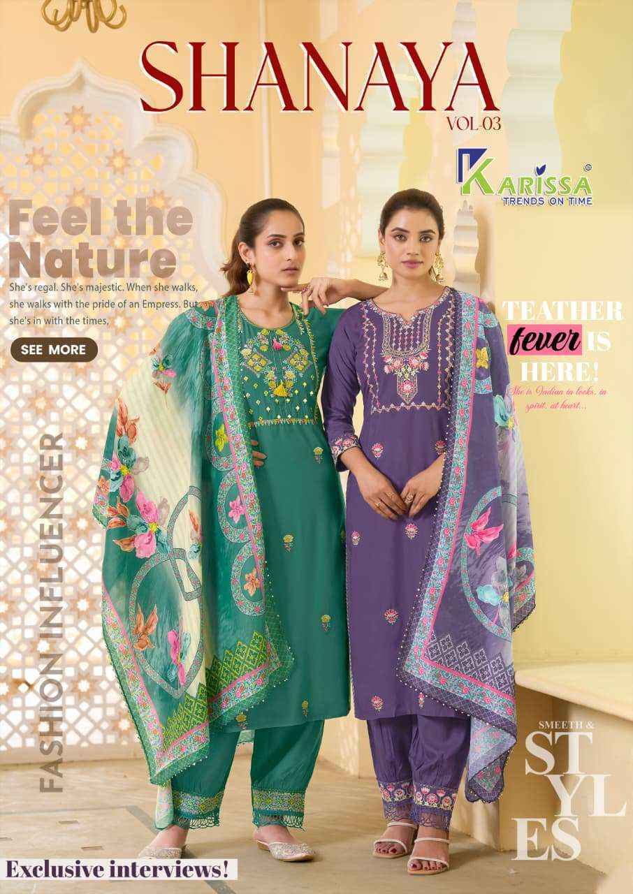 Karissa Shanaya Vol-3 Rayon Readymade Suit (6 pcs Catalogue)
