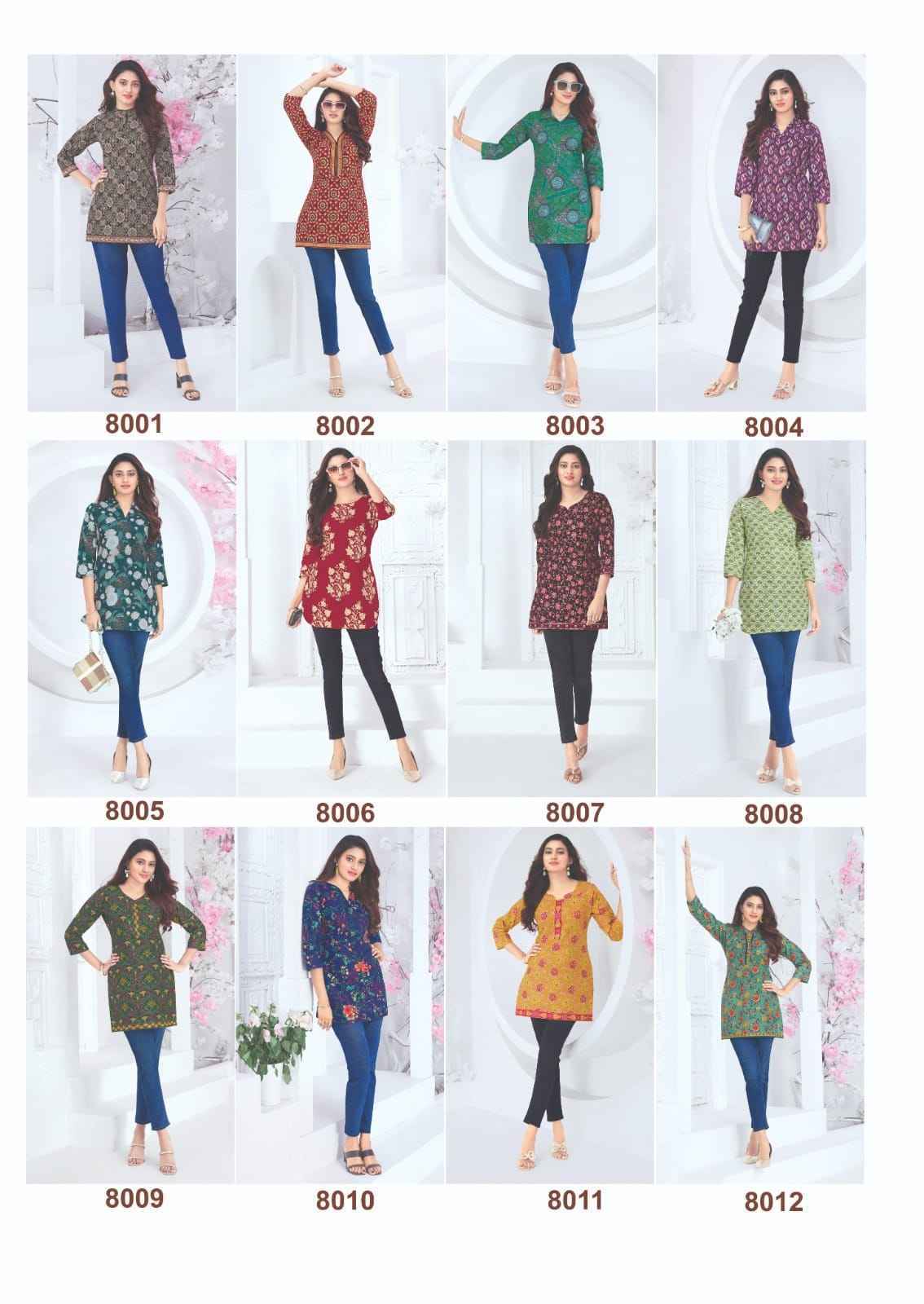 Mayur Creation Crystal Vol-8 Poplin Cotton Tunic Top (12 pcs Catalogue)